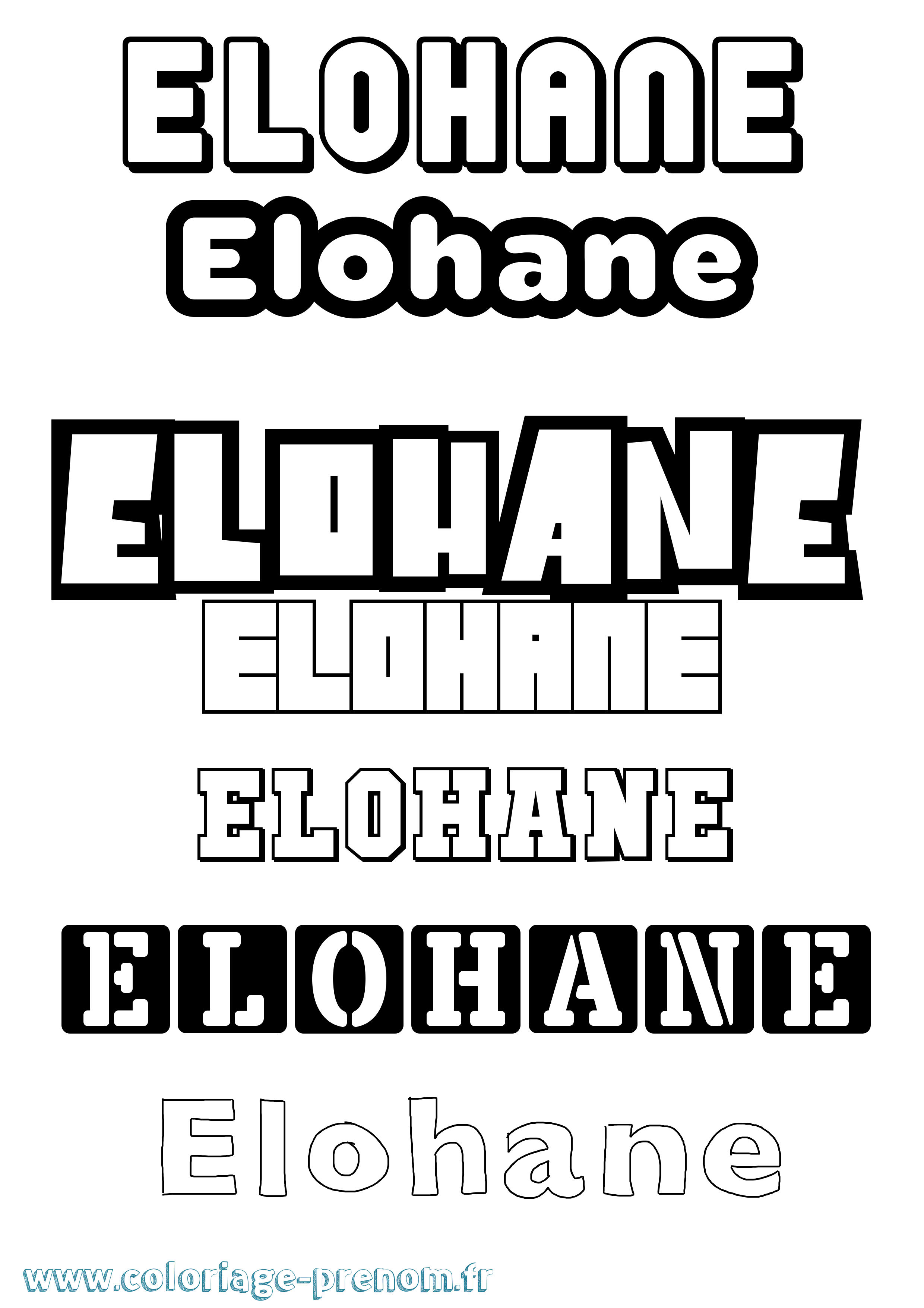 Coloriage prénom Elohane Simple