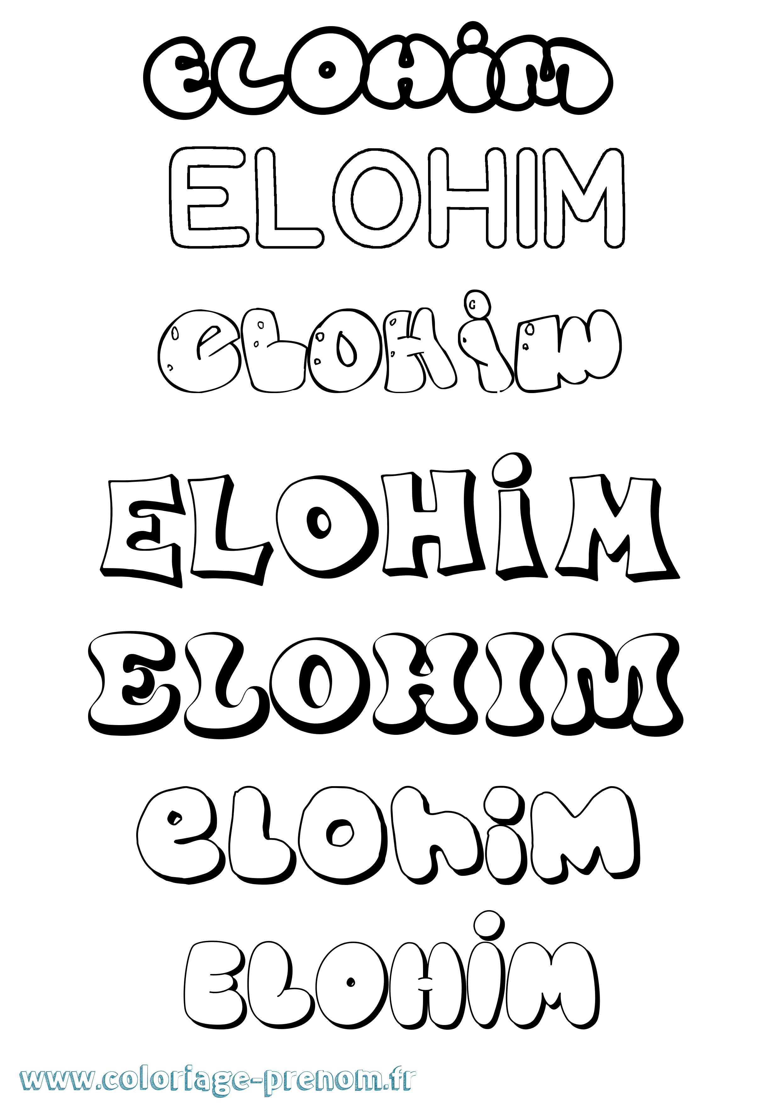Coloriage prénom Elohim Bubble