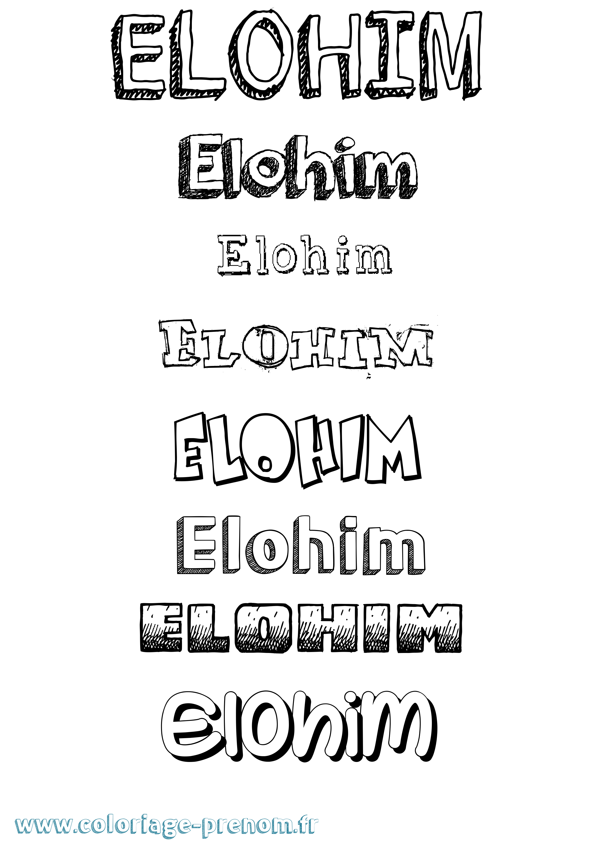 Coloriage prénom Elohim Dessiné
