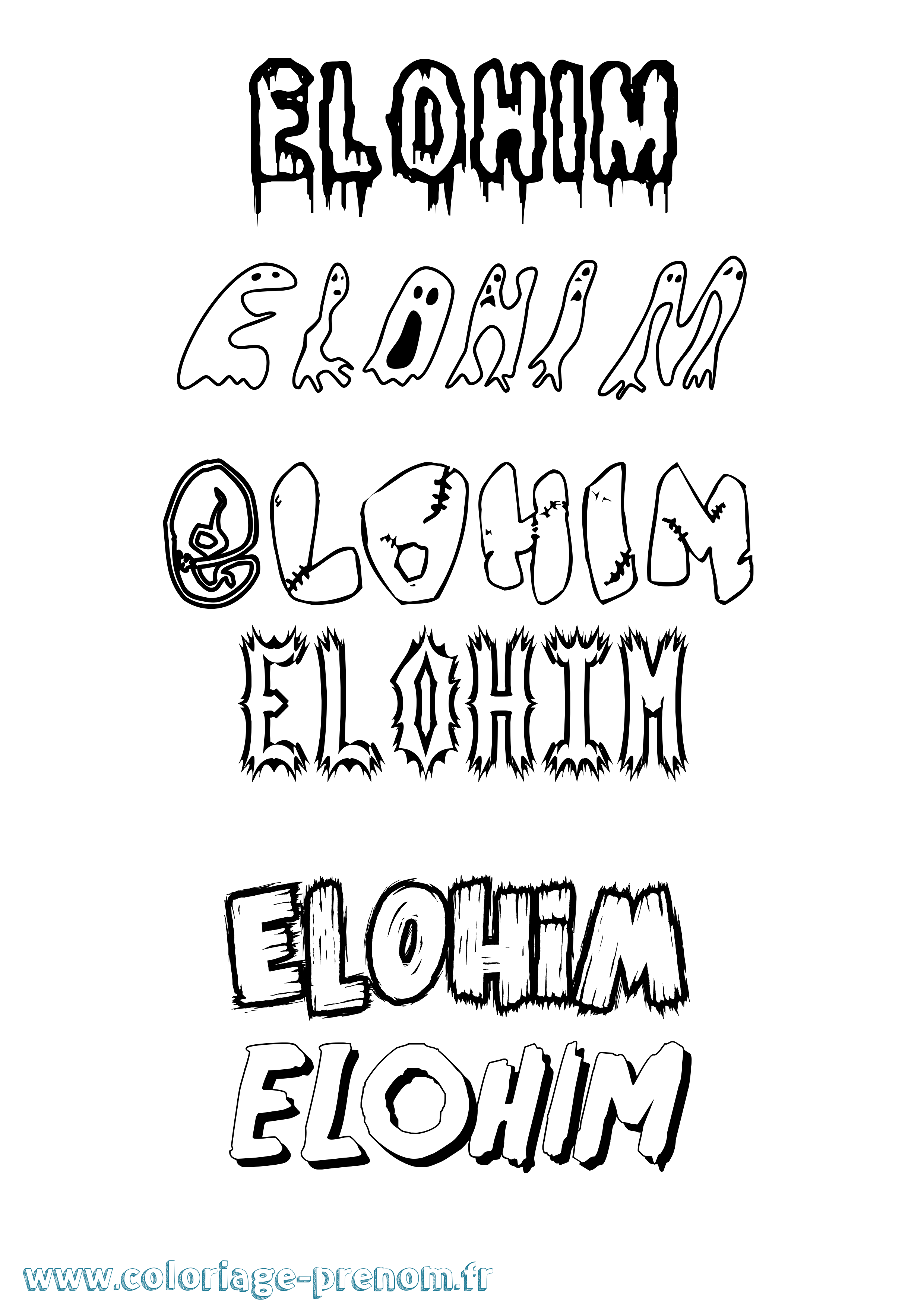 Coloriage prénom Elohim Frisson