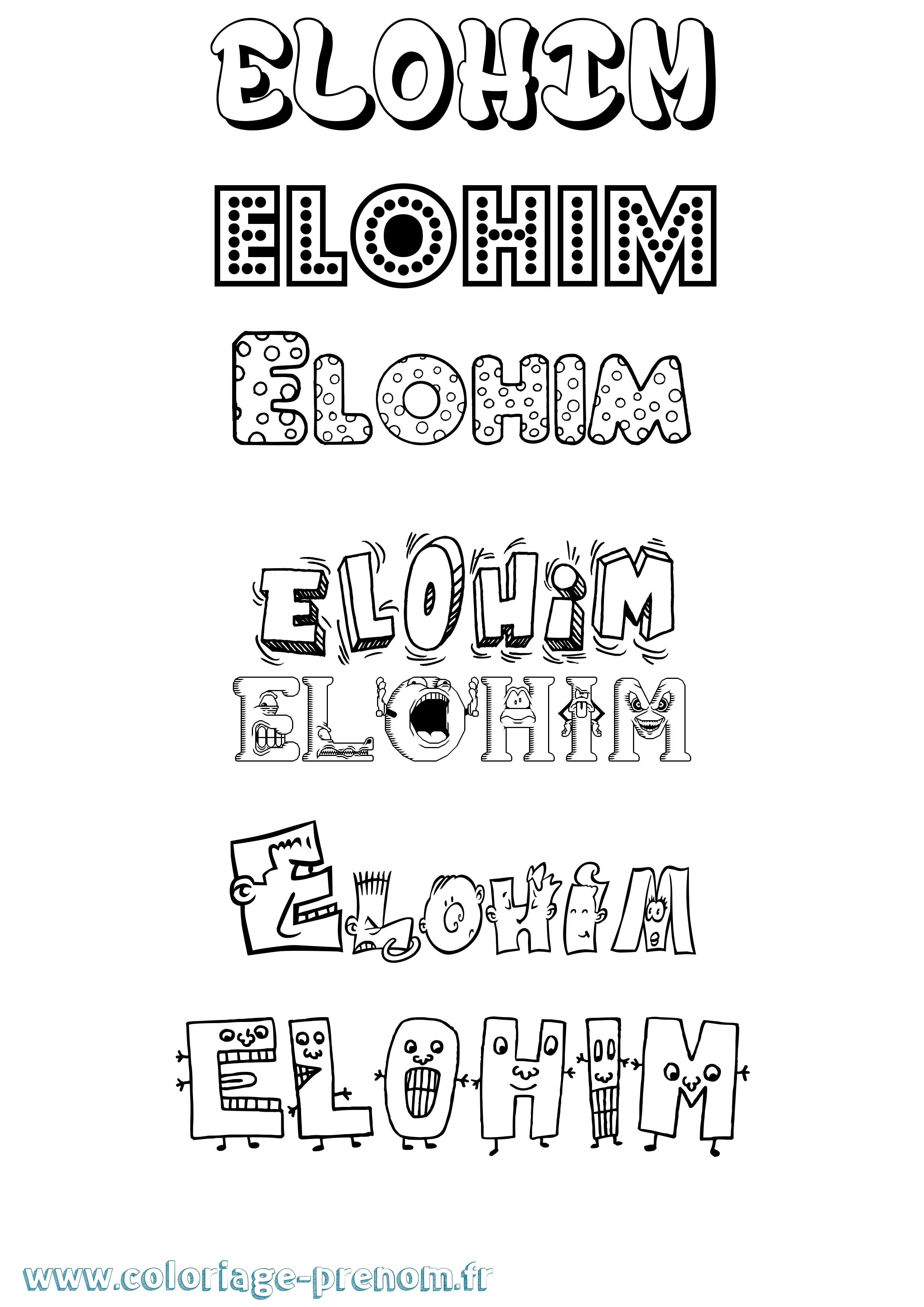 Coloriage prénom Elohim Fun