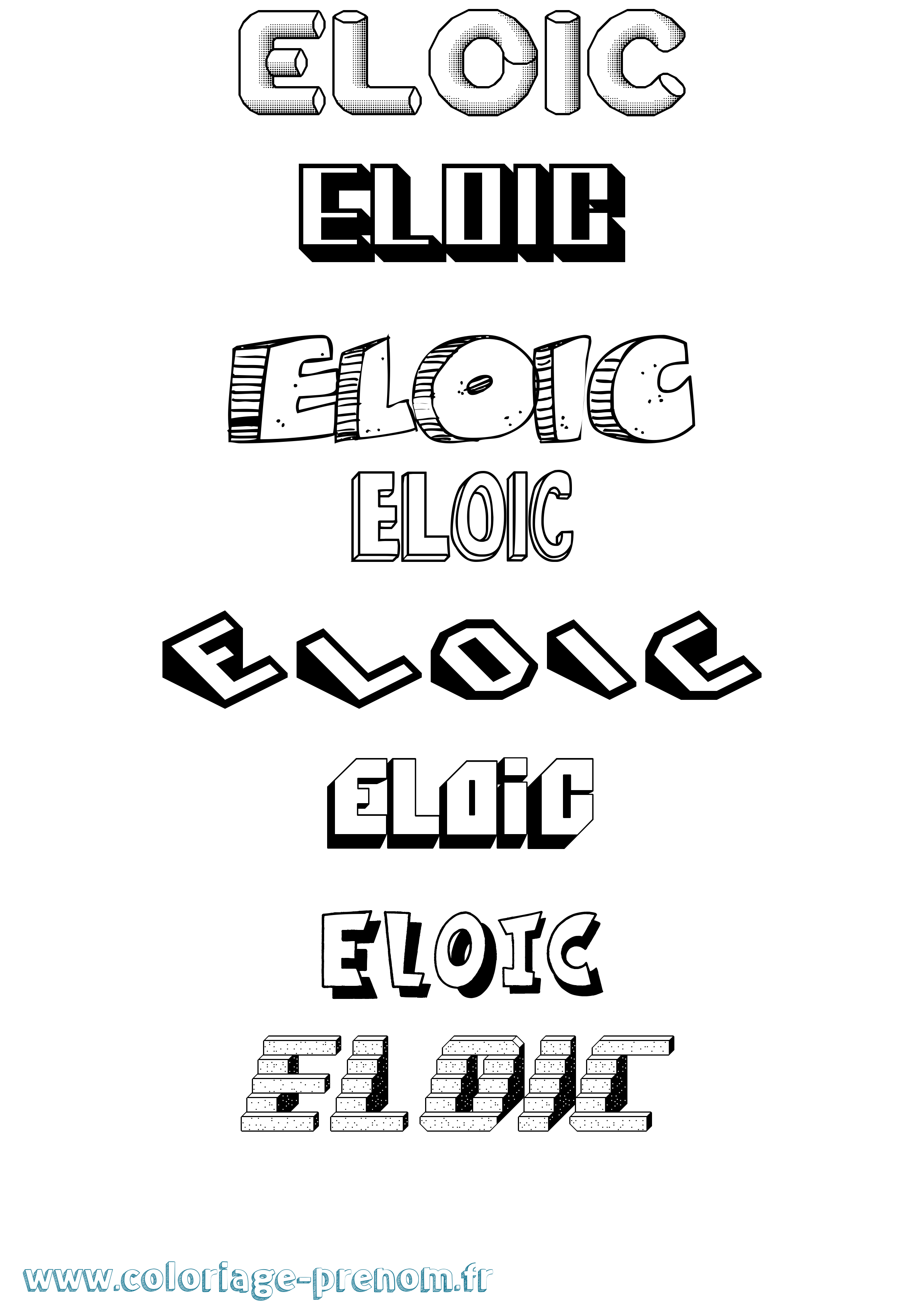 Coloriage Eloic Effet 3D Coloriage prénom Eloic Effet 3D