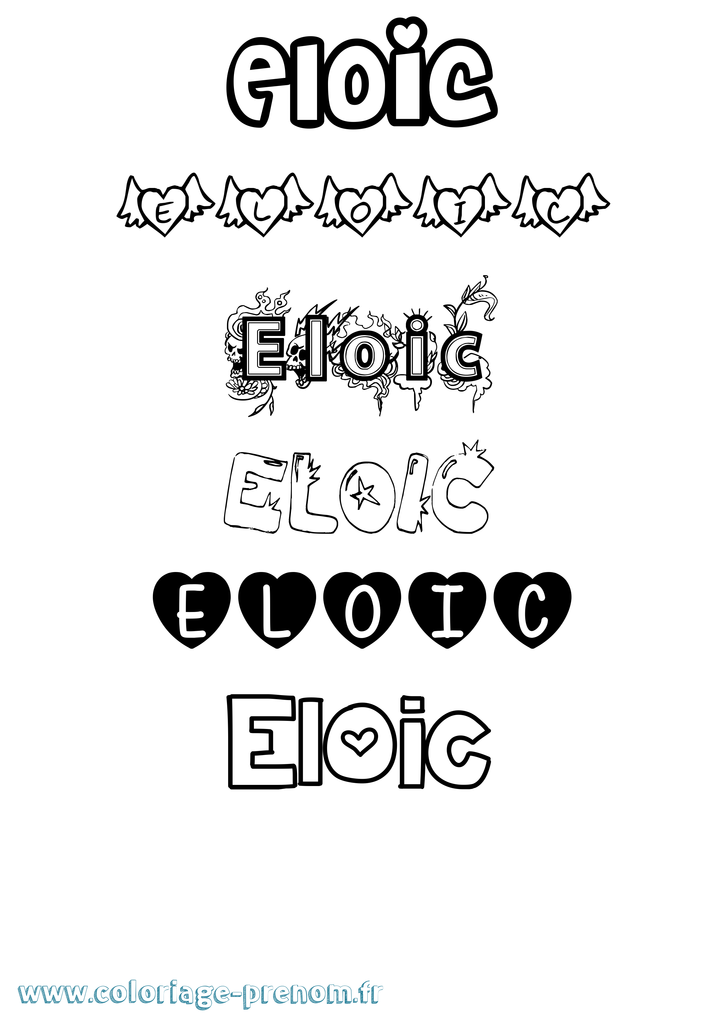 Coloriage Eloic Girly Coloriage prénom Eloic Girly