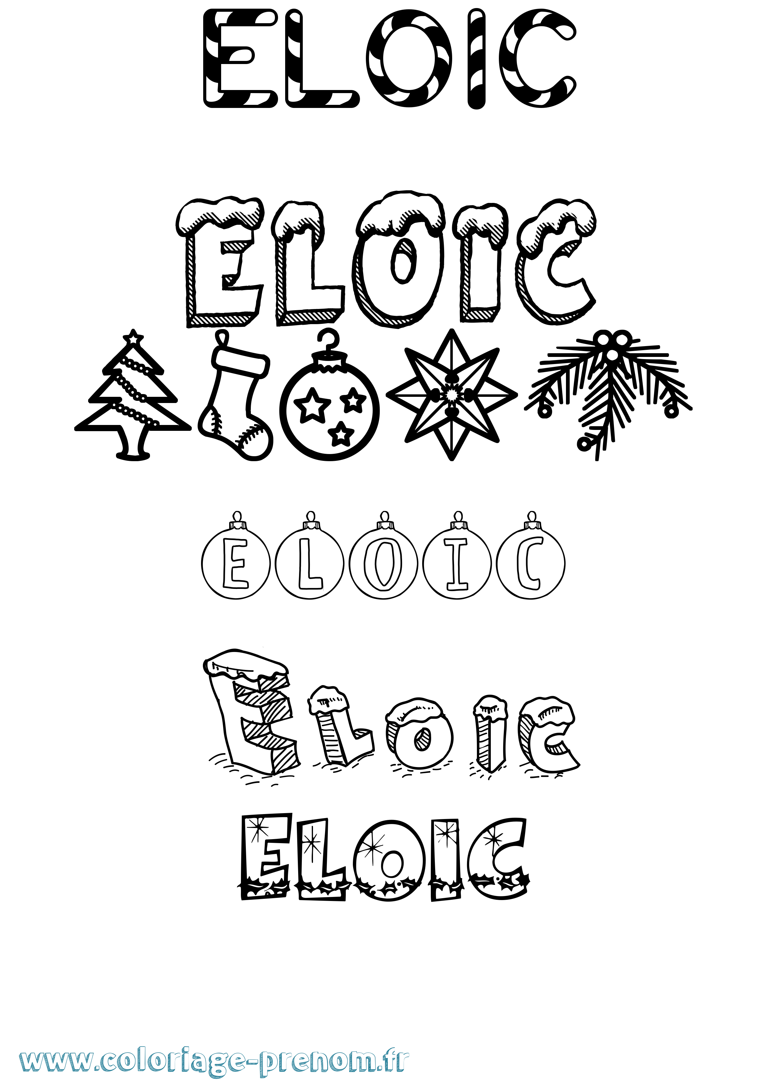 Coloriage Eloic Noël Coloriage prénom Eloic Noël
