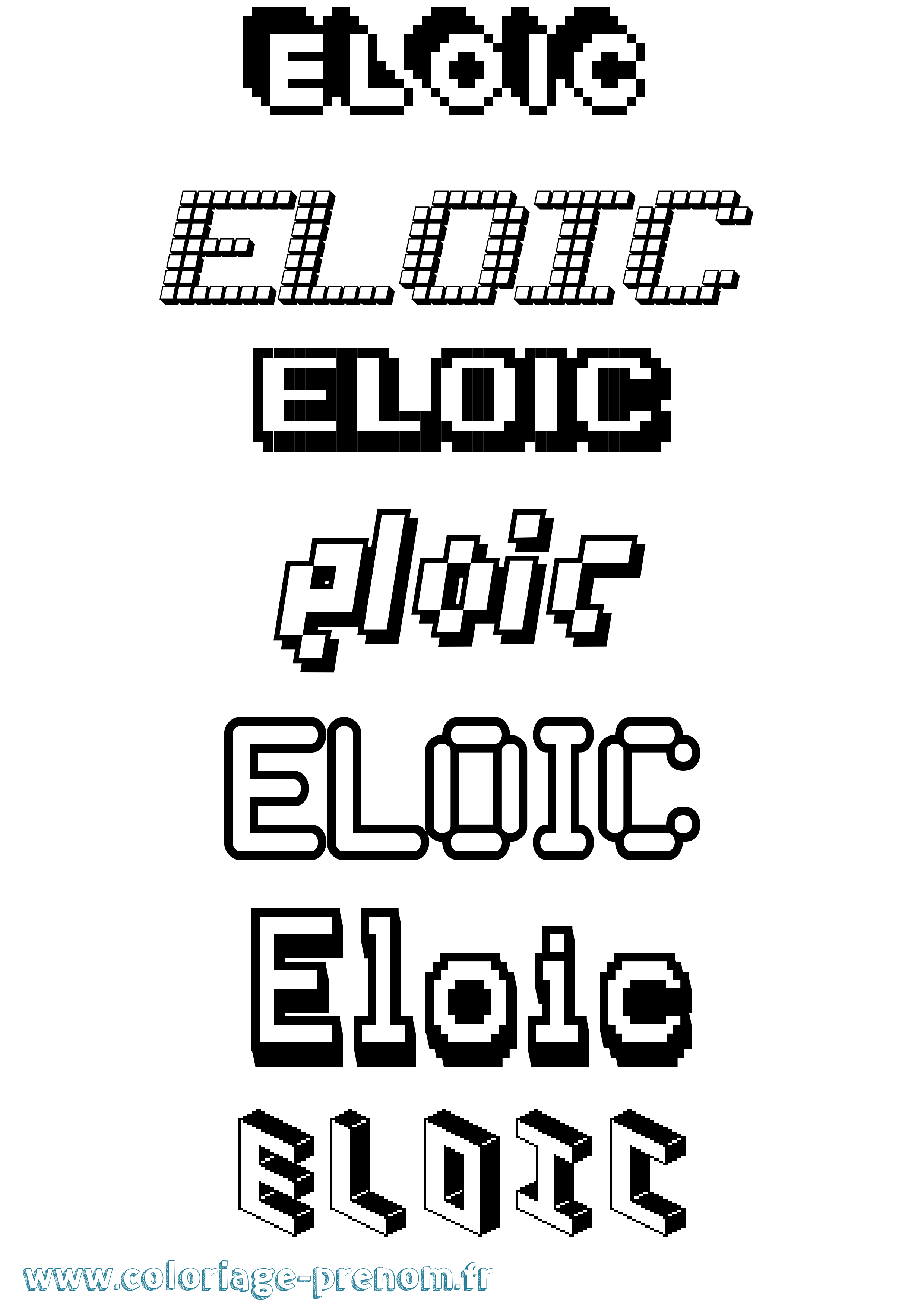 Coloriage Eloic Pixel Coloriage prénom Eloic Pixel