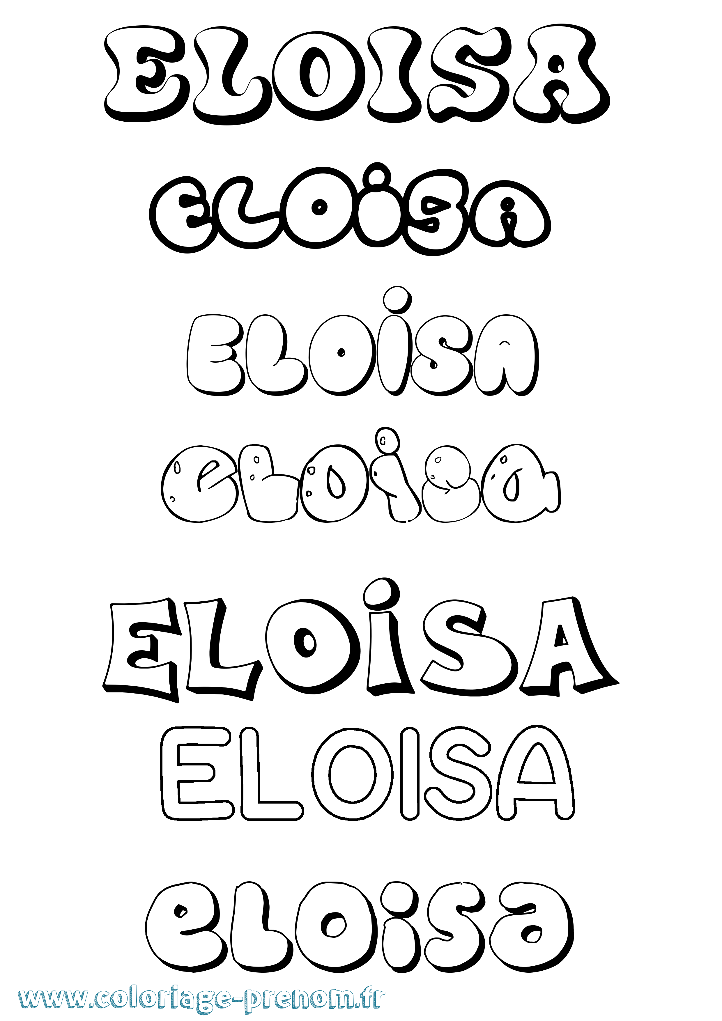Coloriage prénom Eloisa Bubble