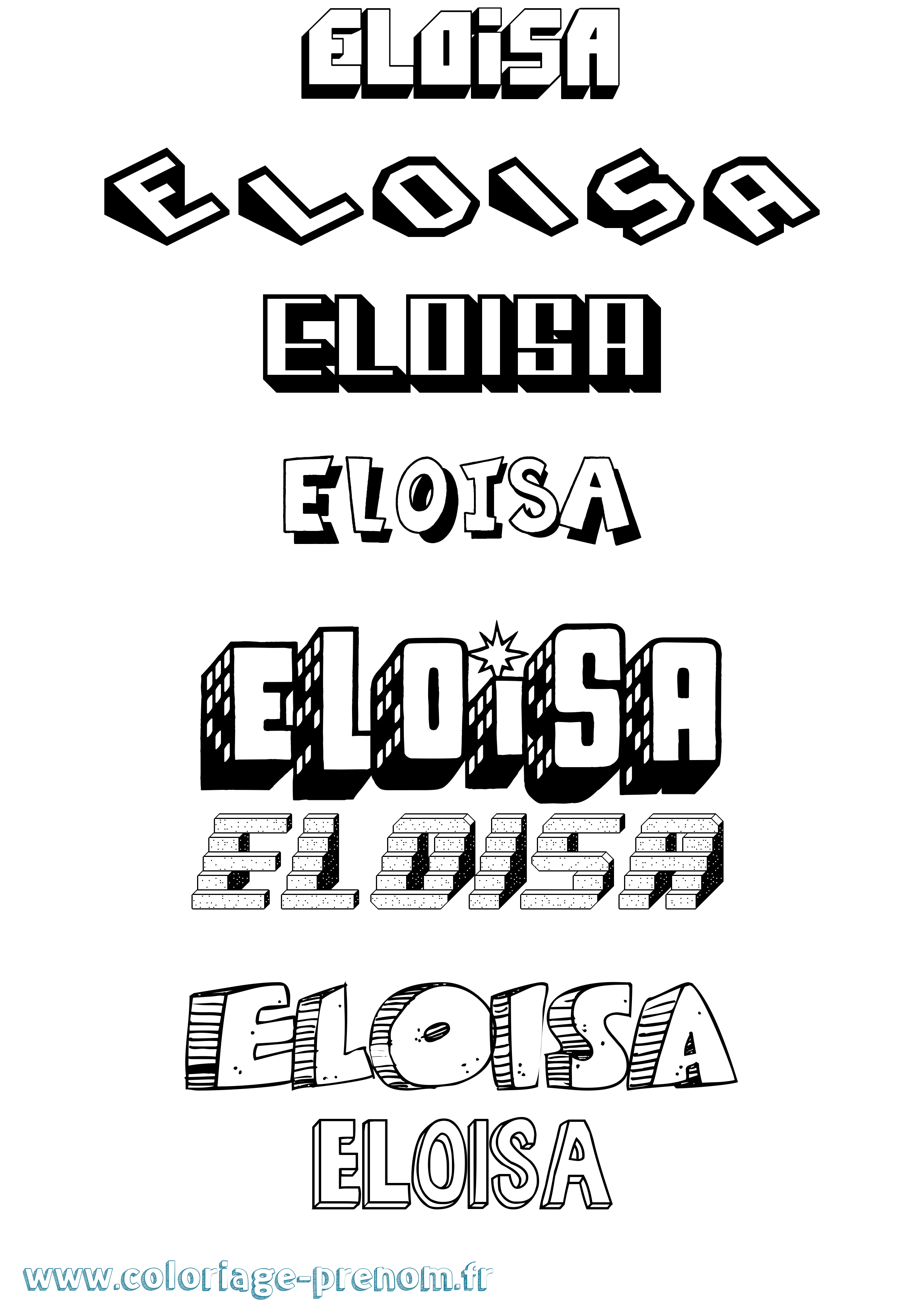 Coloriage Eloisa Effet 3D Coloriage prénom Eloisa Effet 3D