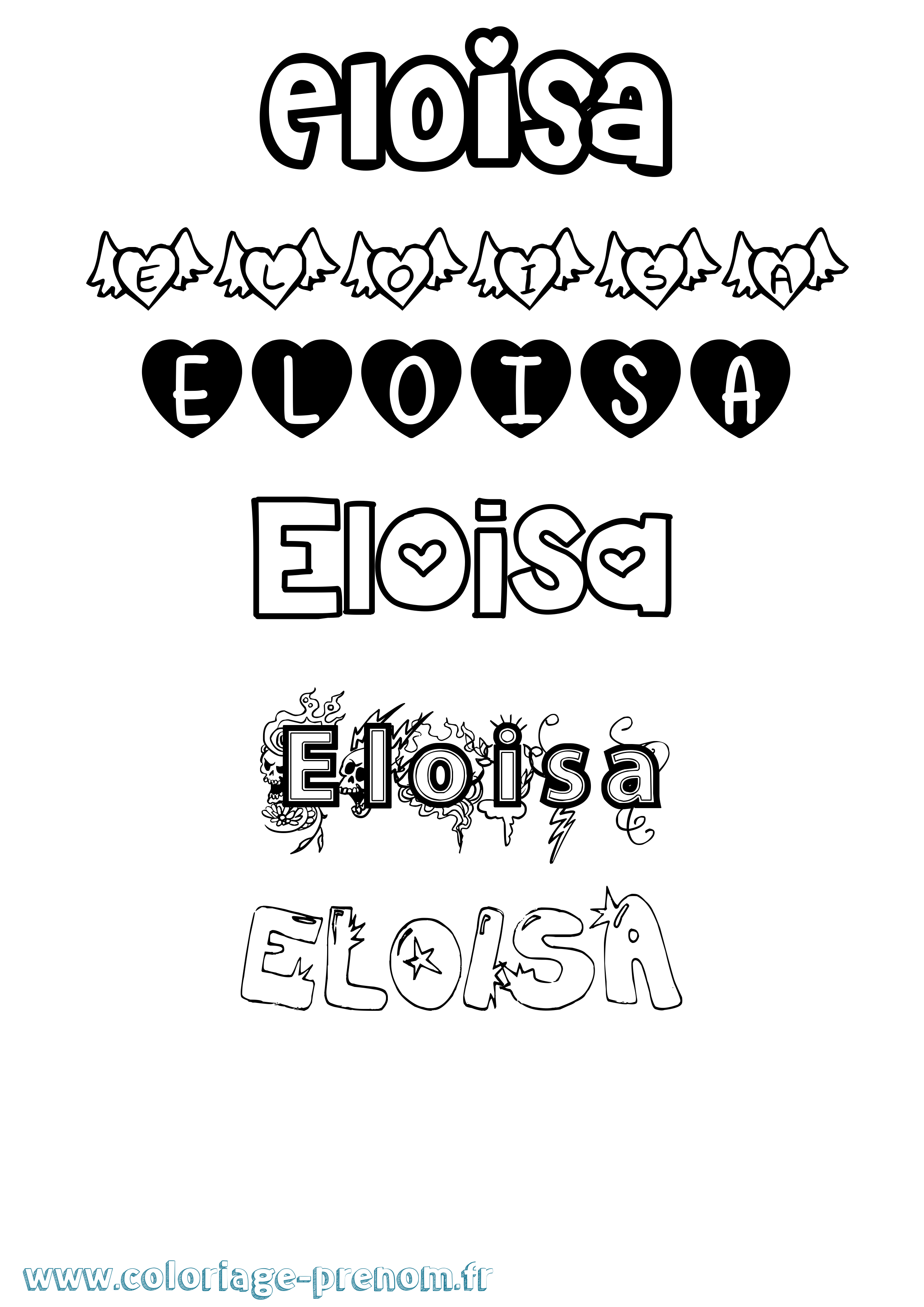 Coloriage Eloisa Girly Coloriage prénom Eloisa Girly