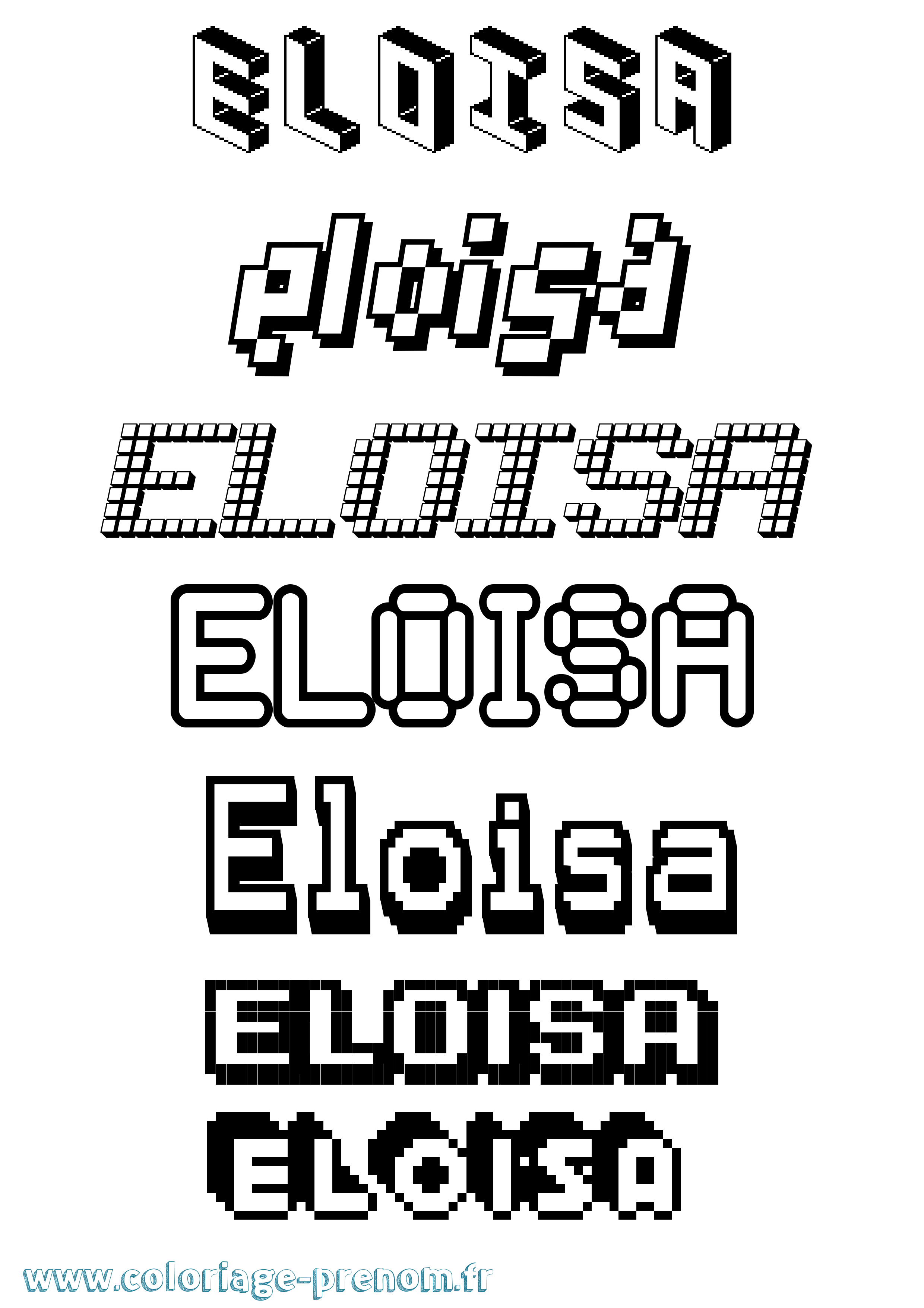 Coloriage Eloisa Pixel Coloriage prénom Eloisa Pixel