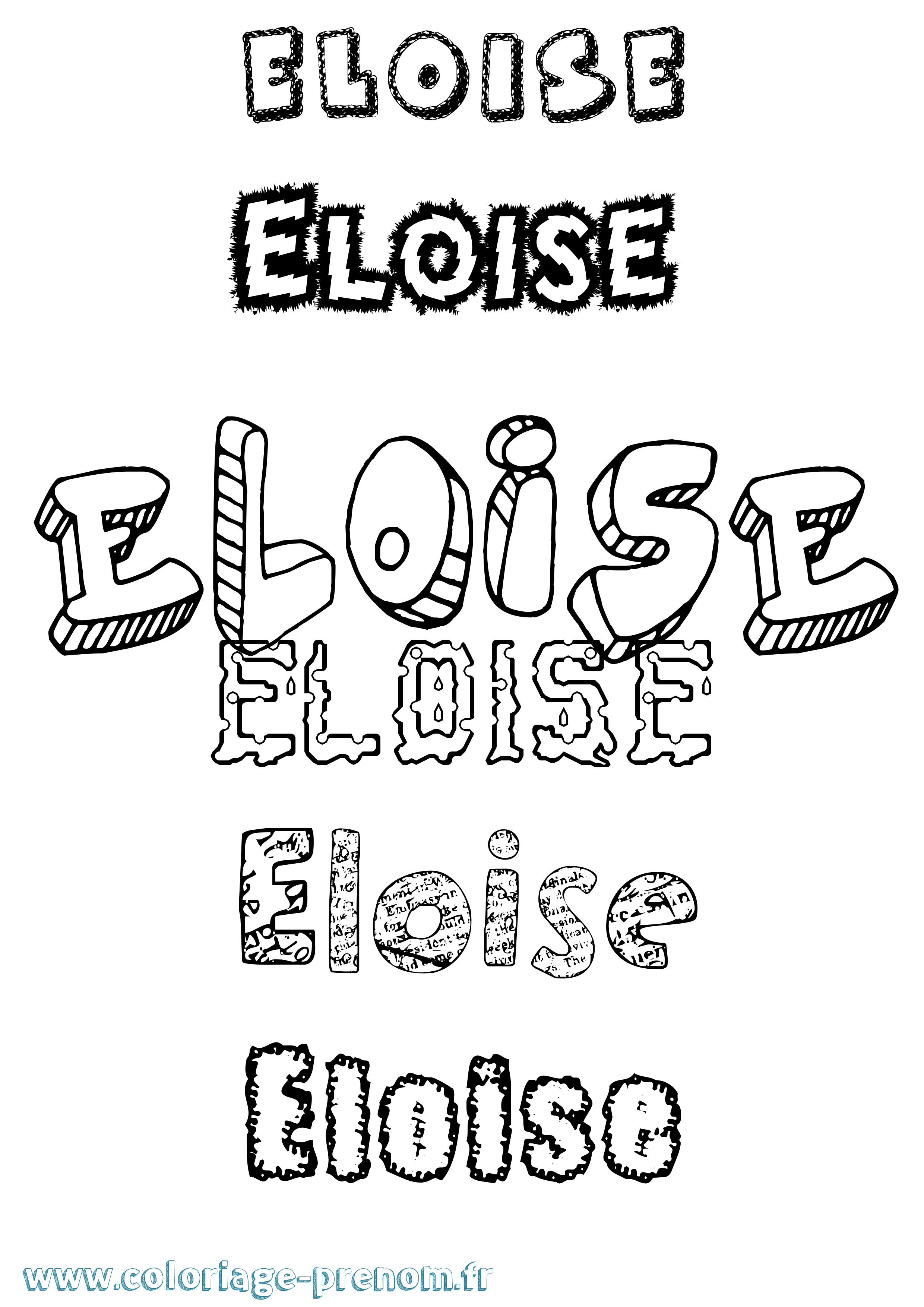 Coloriage Eloise Destructuré Coloriage prénom Eloise Destructuré