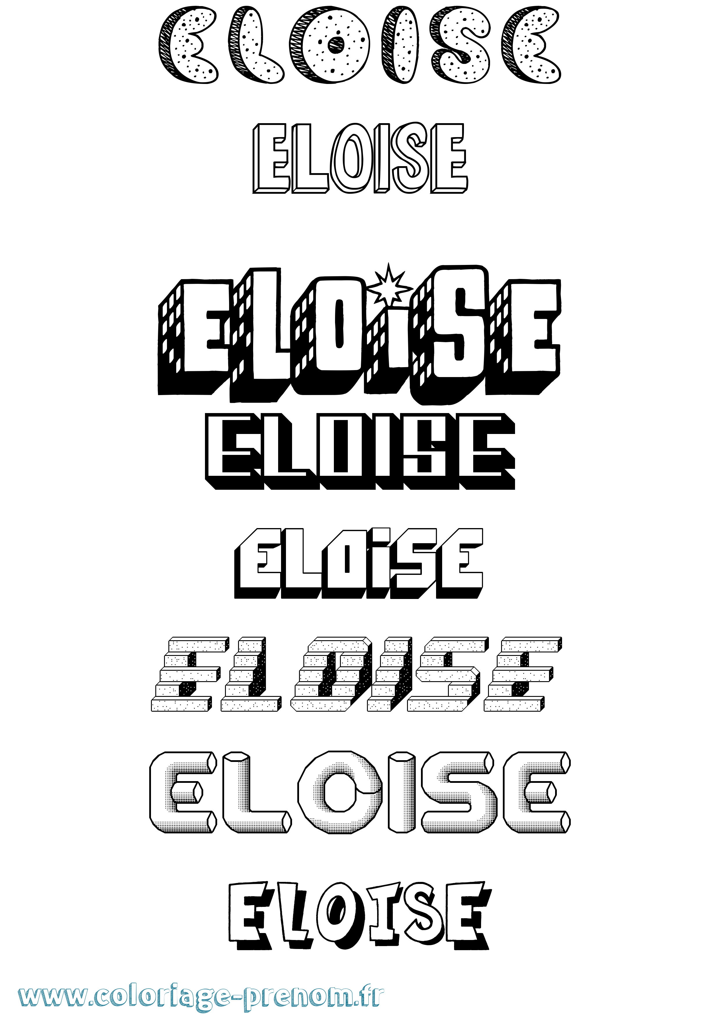 Coloriage Eloise Effet 3D Coloriage prénom Eloise Effet 3D