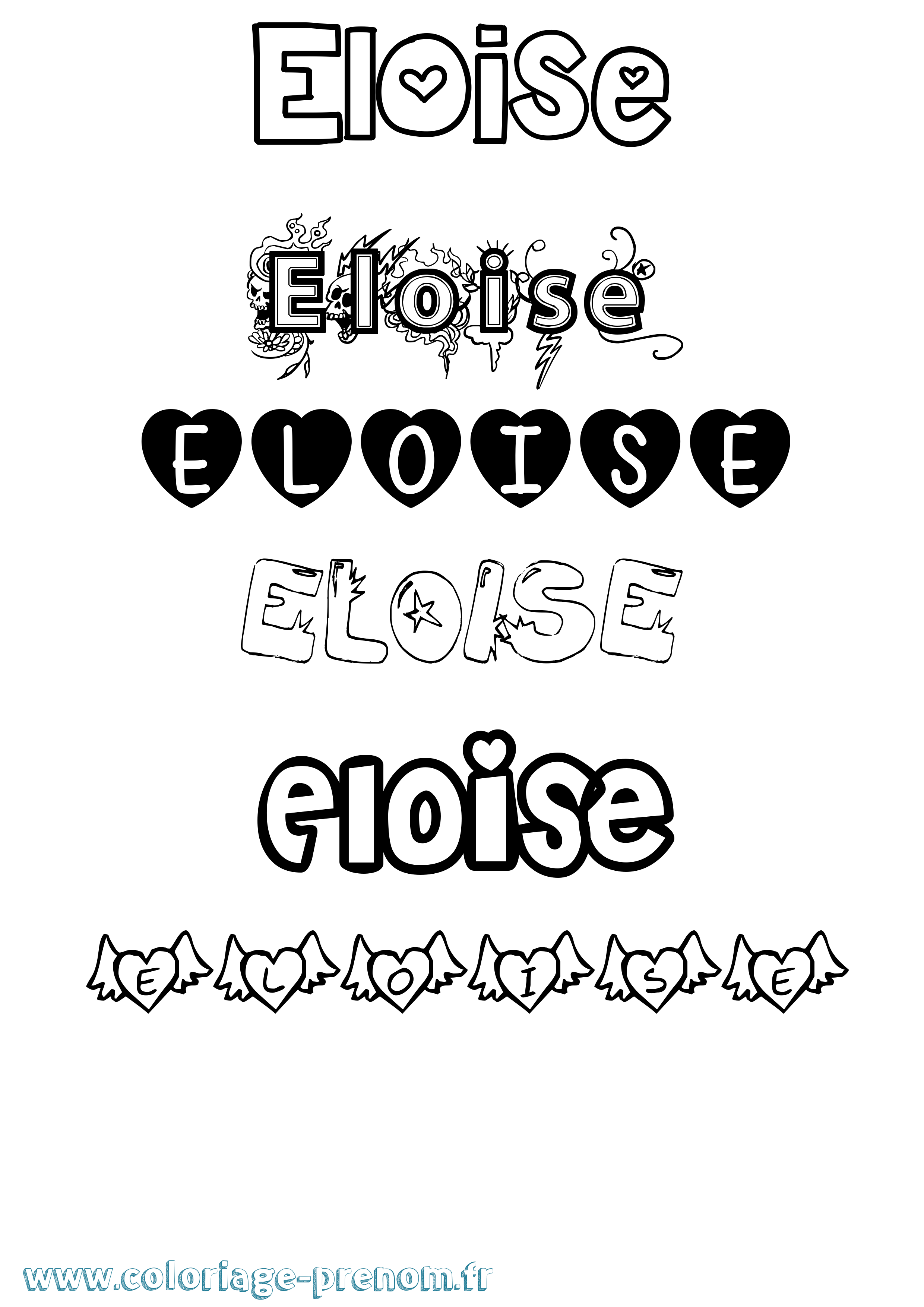 Coloriage Eloise Girly Coloriage prénom Eloise Girly