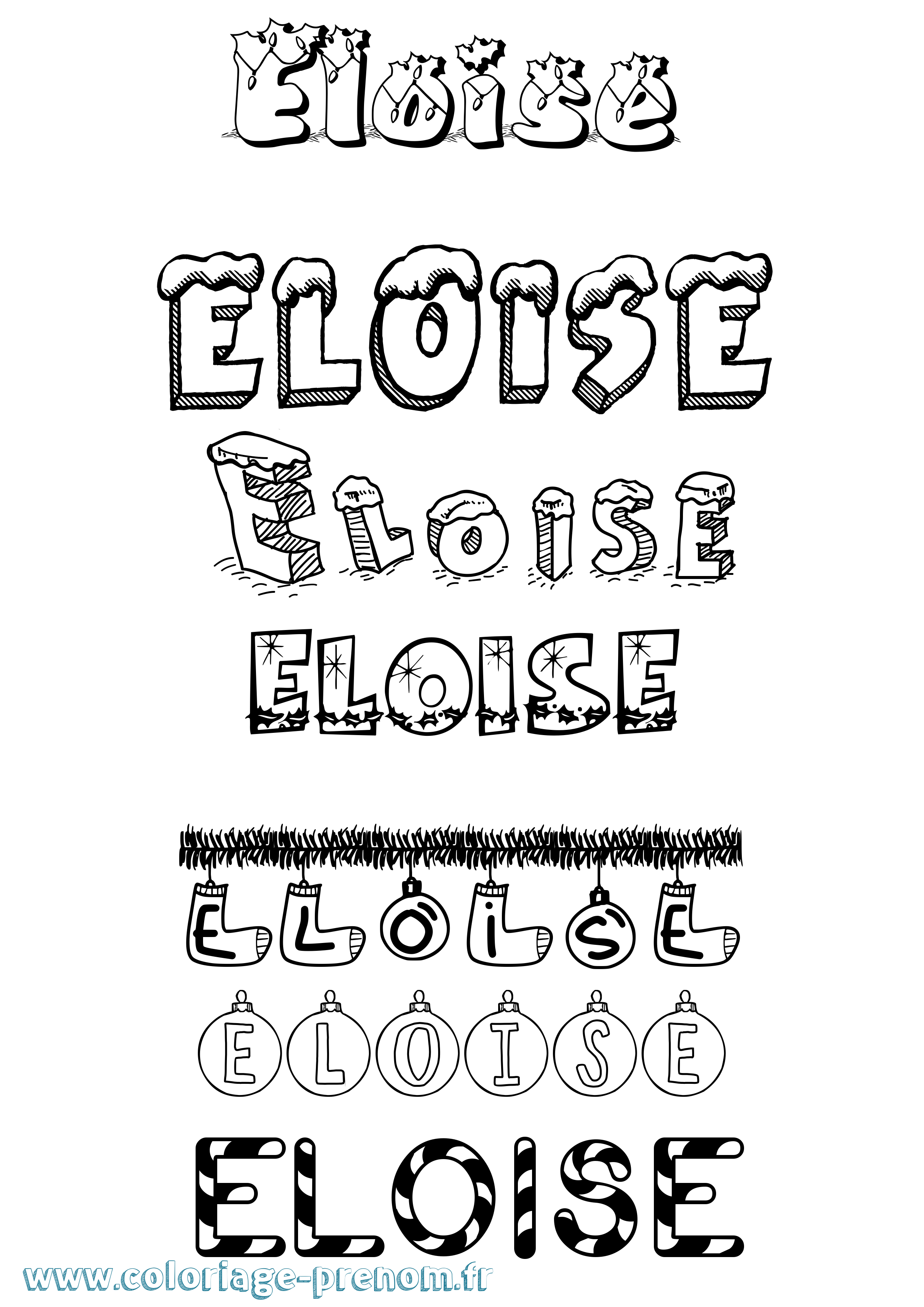 Coloriage Eloise Noël Coloriage prénom Eloise Noël