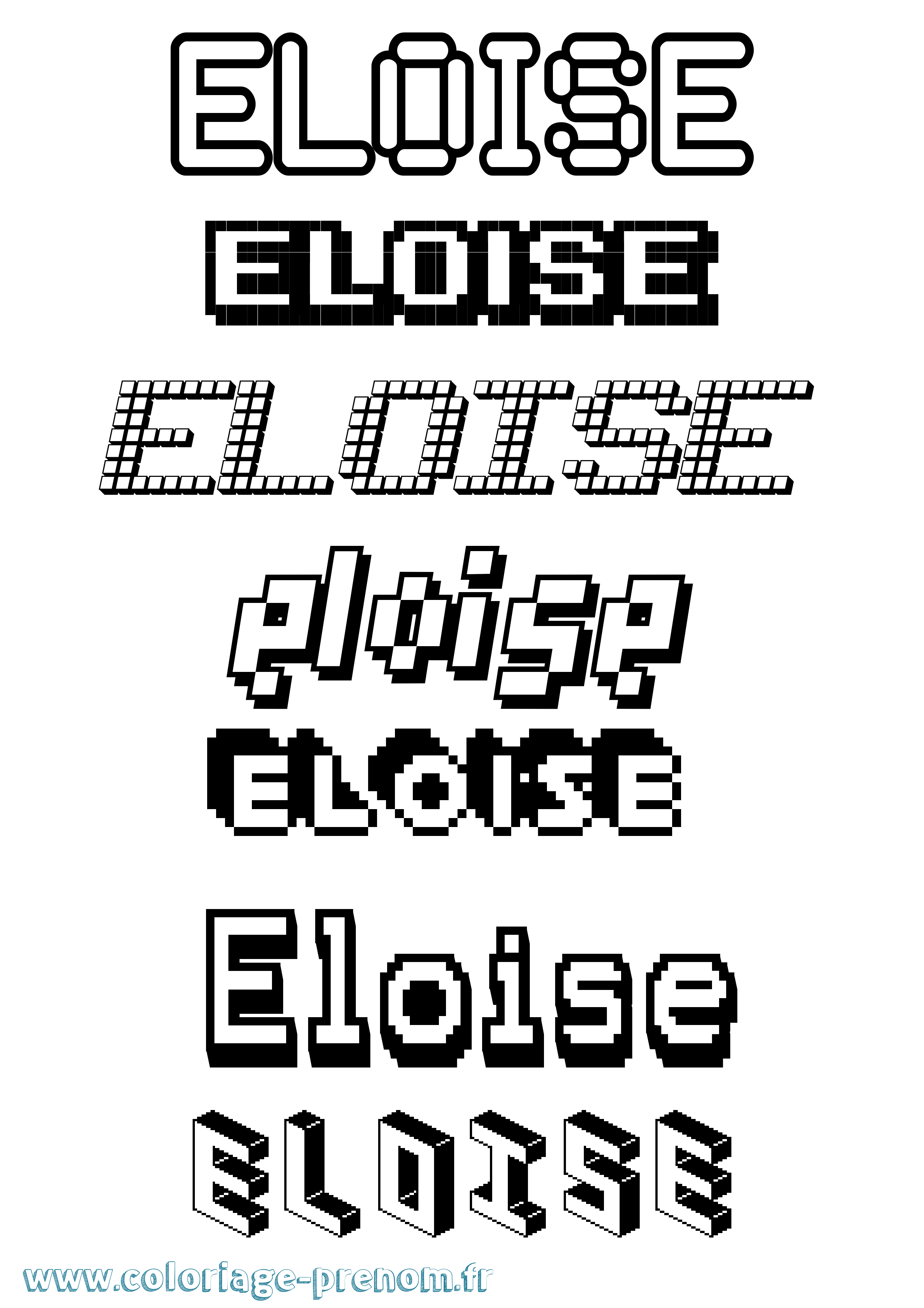 Coloriage Eloise Pixel Coloriage prénom Eloise Pixel