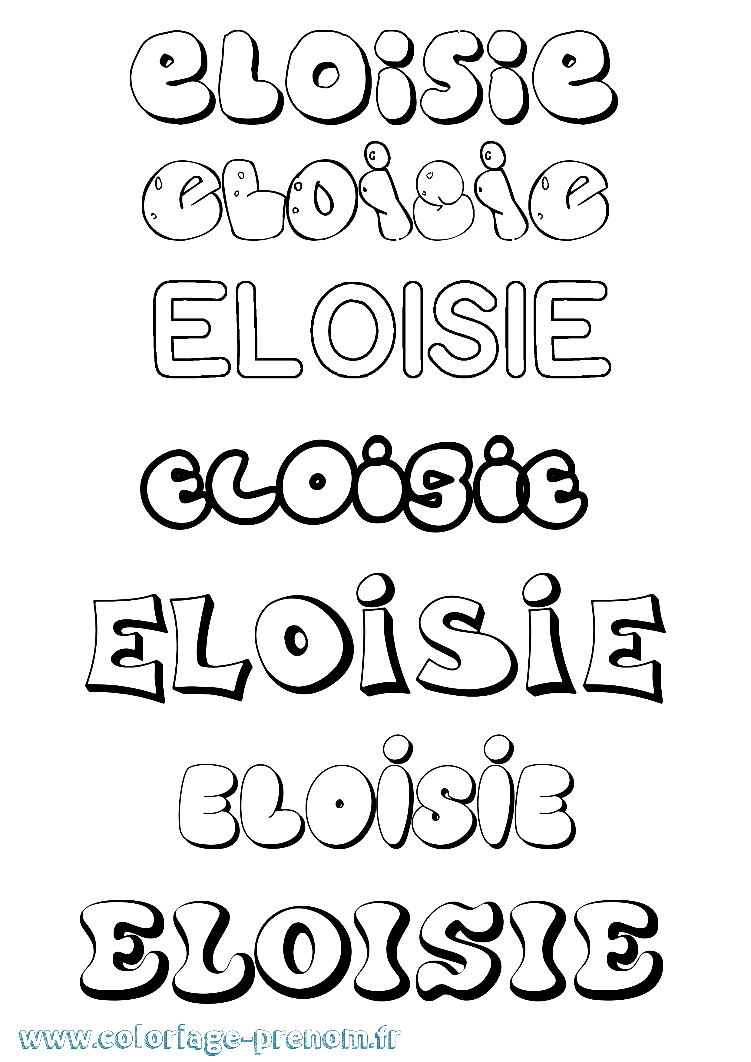 Coloriage prénom Eloisie Bubble