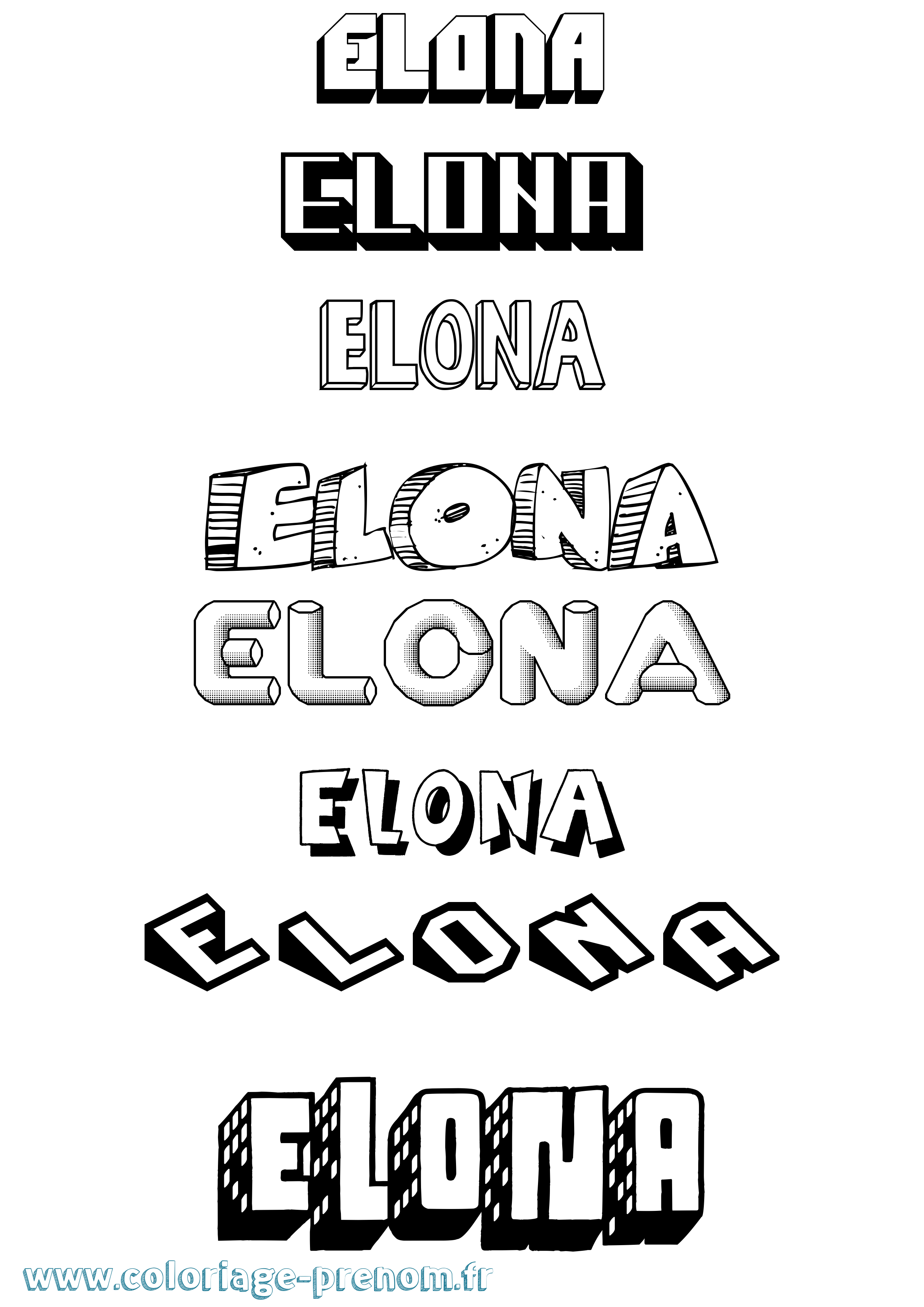 Coloriage prénom Elona