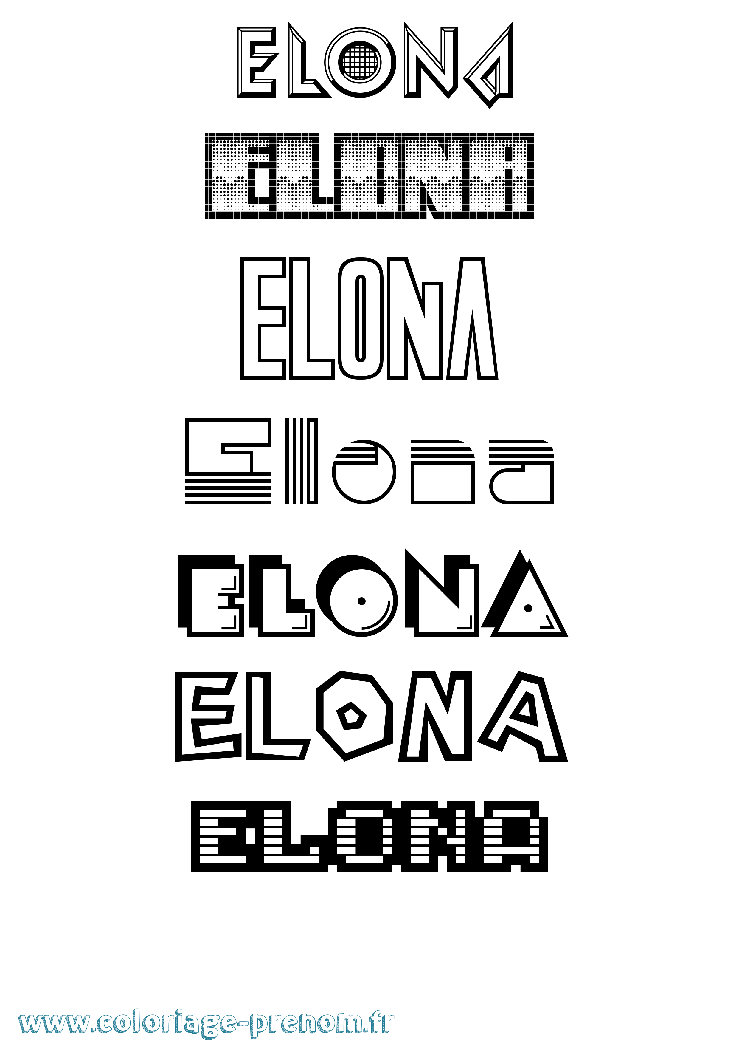 Coloriage prénom Elona