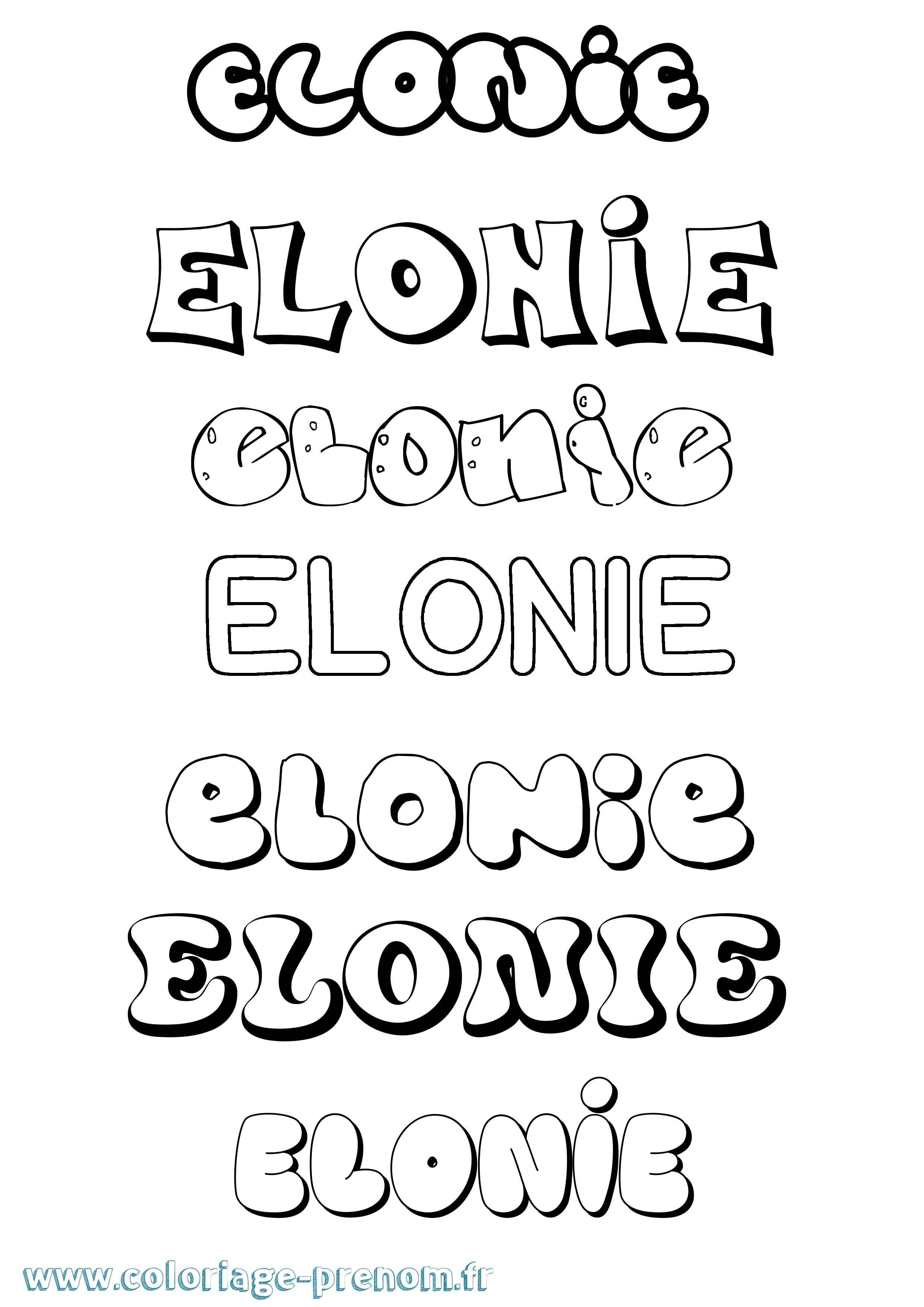 Coloriage prénom Elonie Bubble