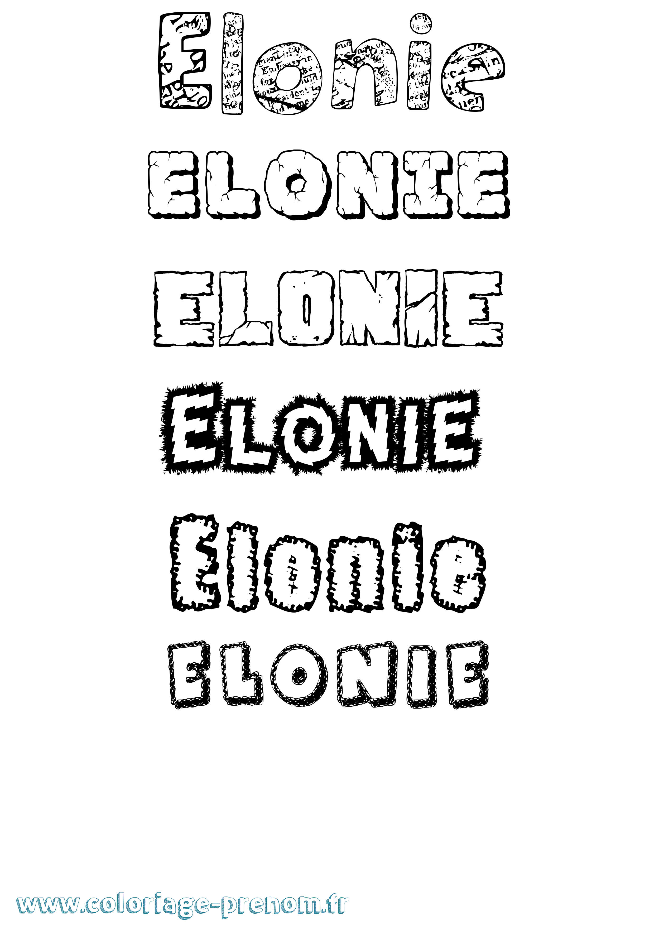 Coloriage prénom Elonie Destructuré