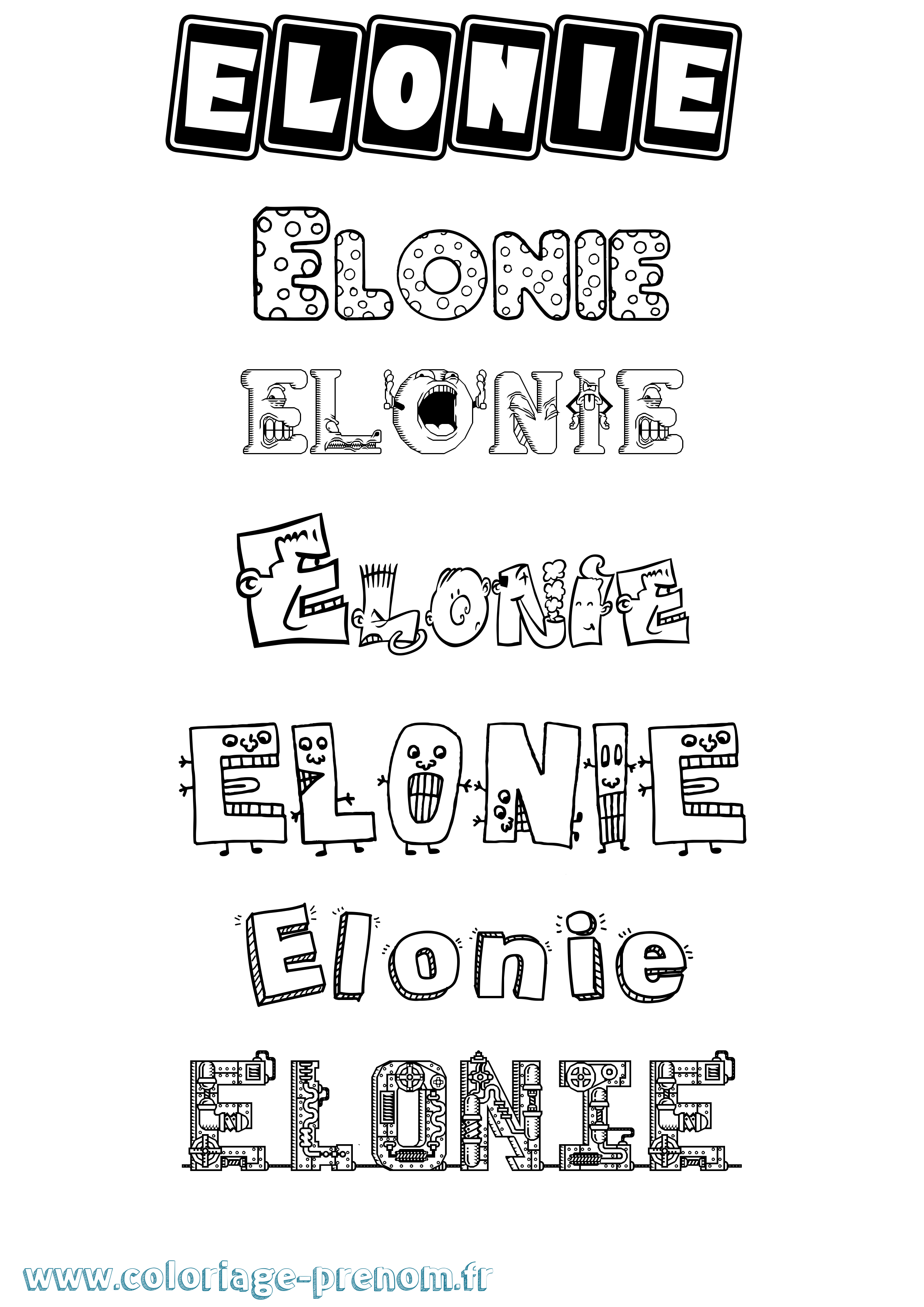 Coloriage prénom Elonie Fun