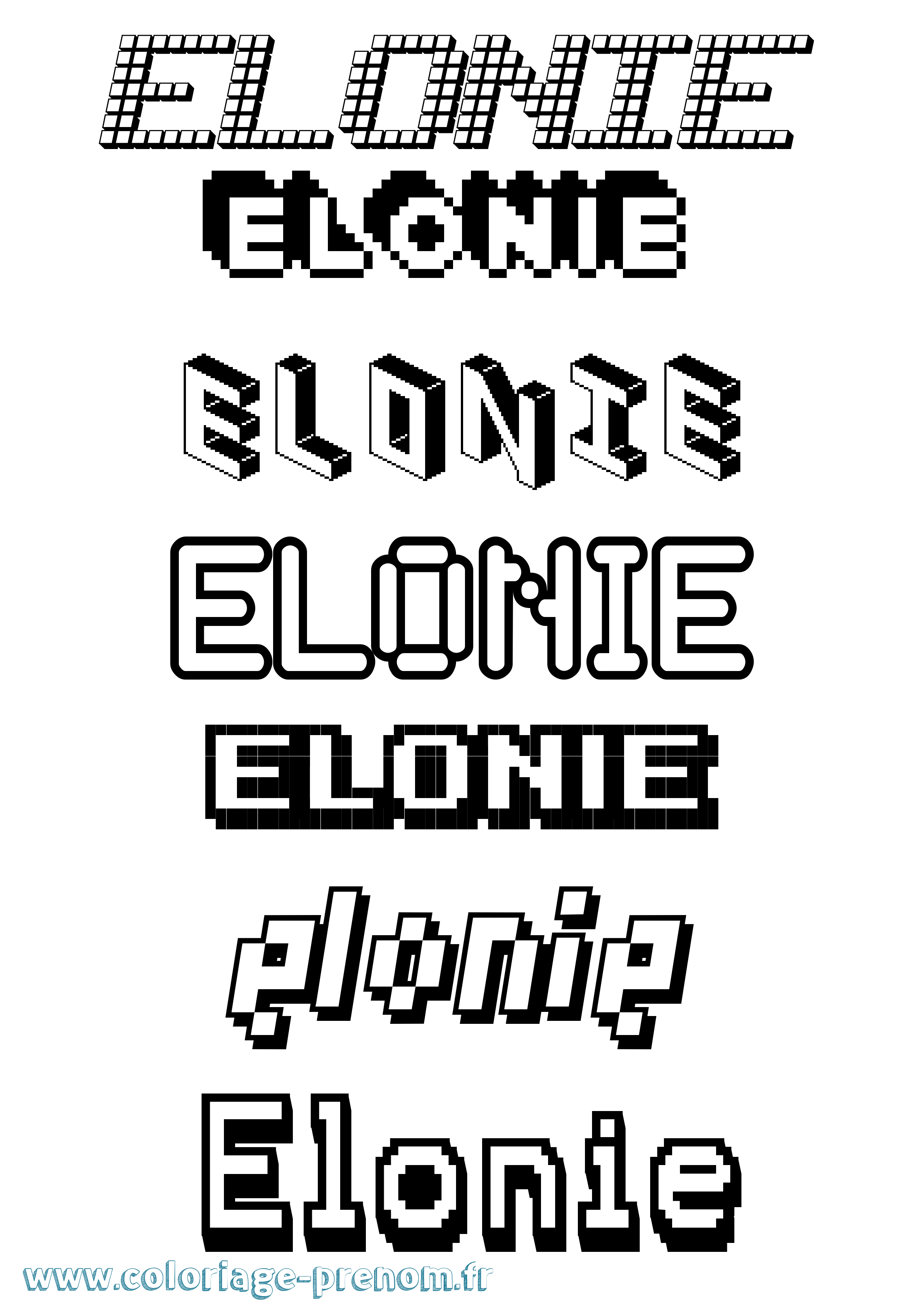 Coloriage prénom Elonie Pixel