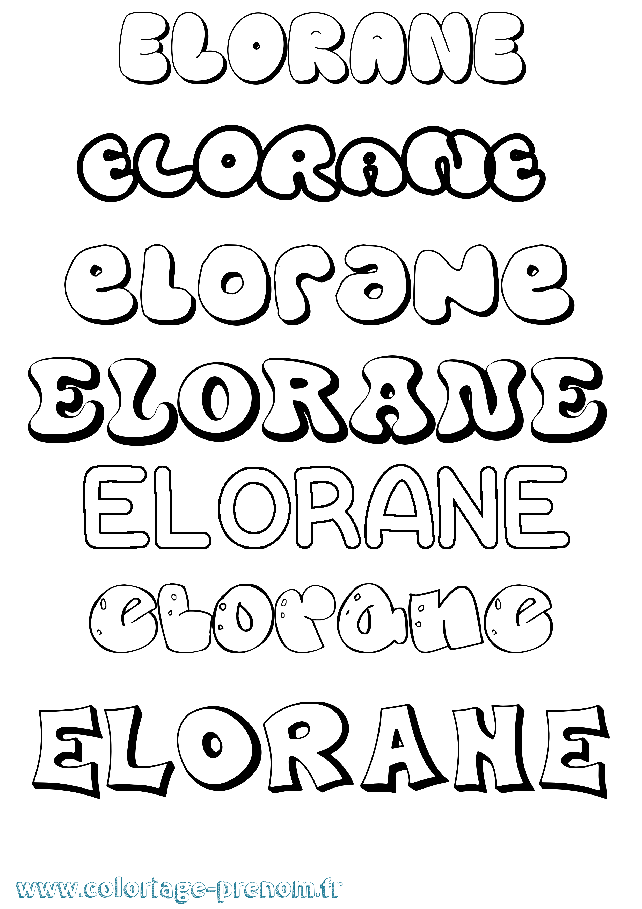 Coloriage prénom Elorane Bubble