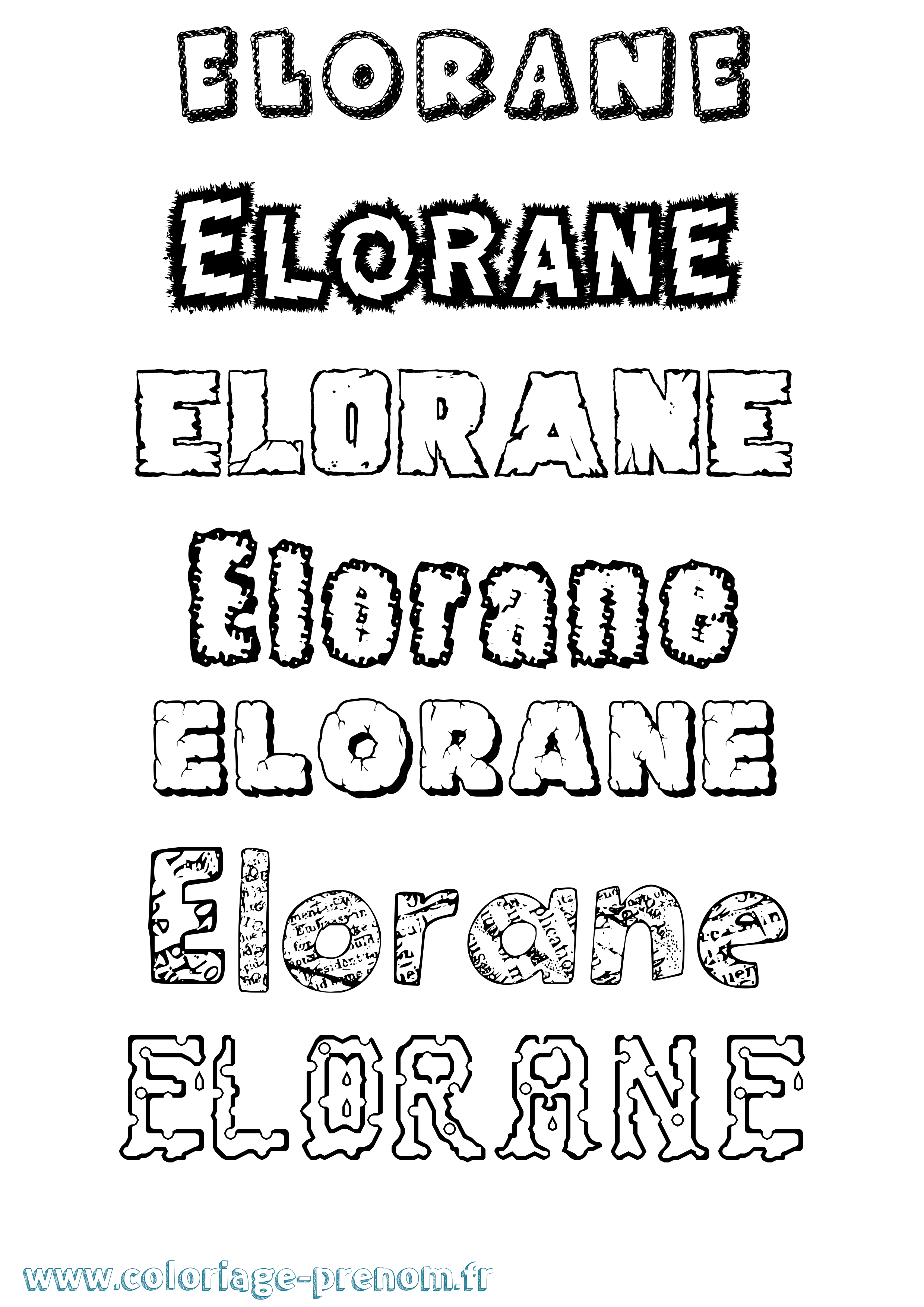 Coloriage prénom Elorane Destructuré