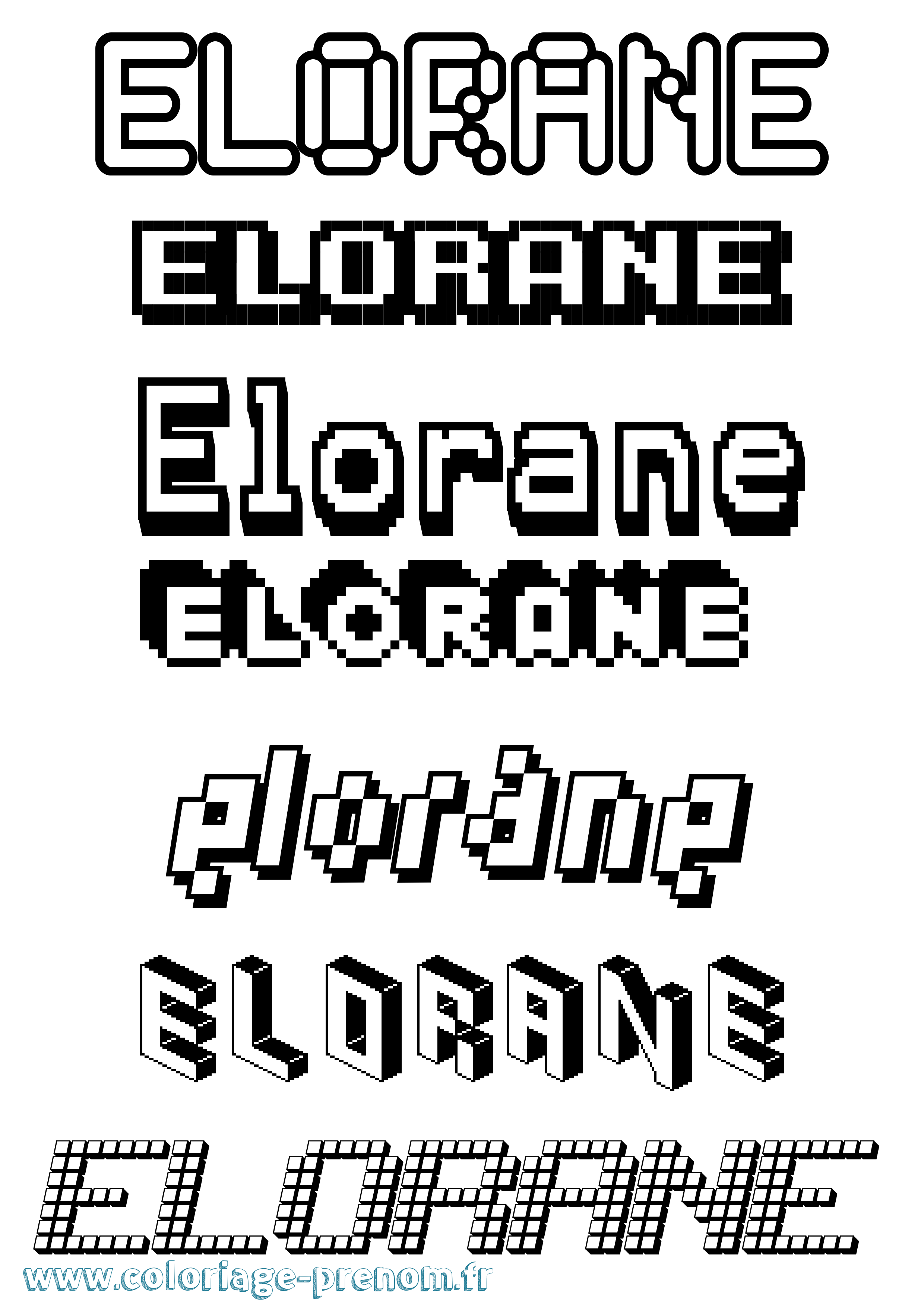 Coloriage prénom Elorane Pixel