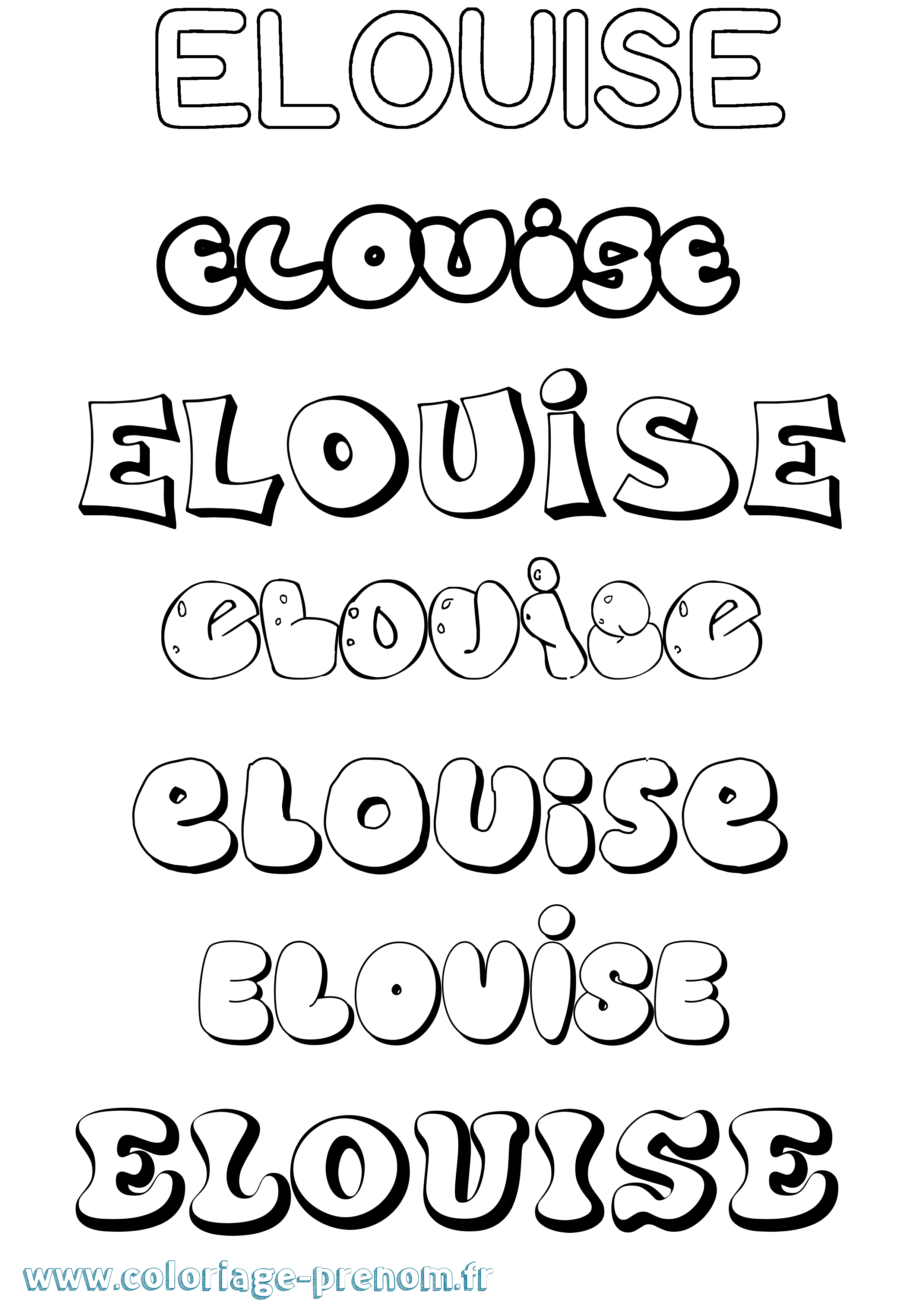 Coloriage Elouise Bubble Coloriage prénom Elouise Bubble