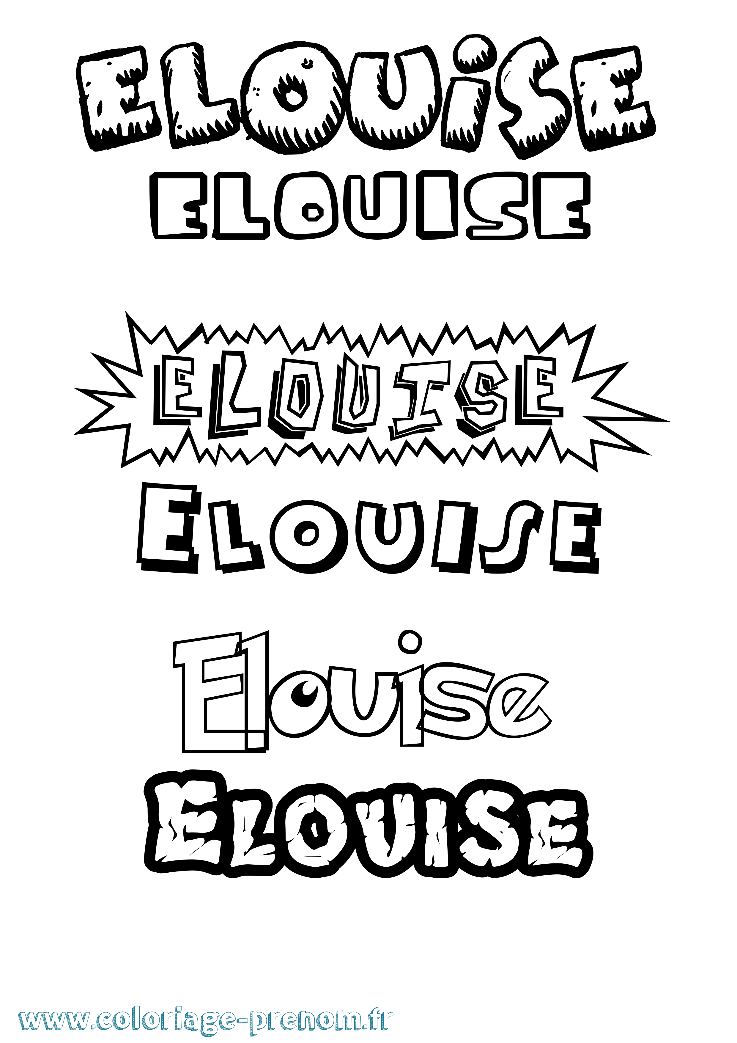 Coloriage Elouise Dessin Animé Coloriage prénom Elouise Dessin Animé