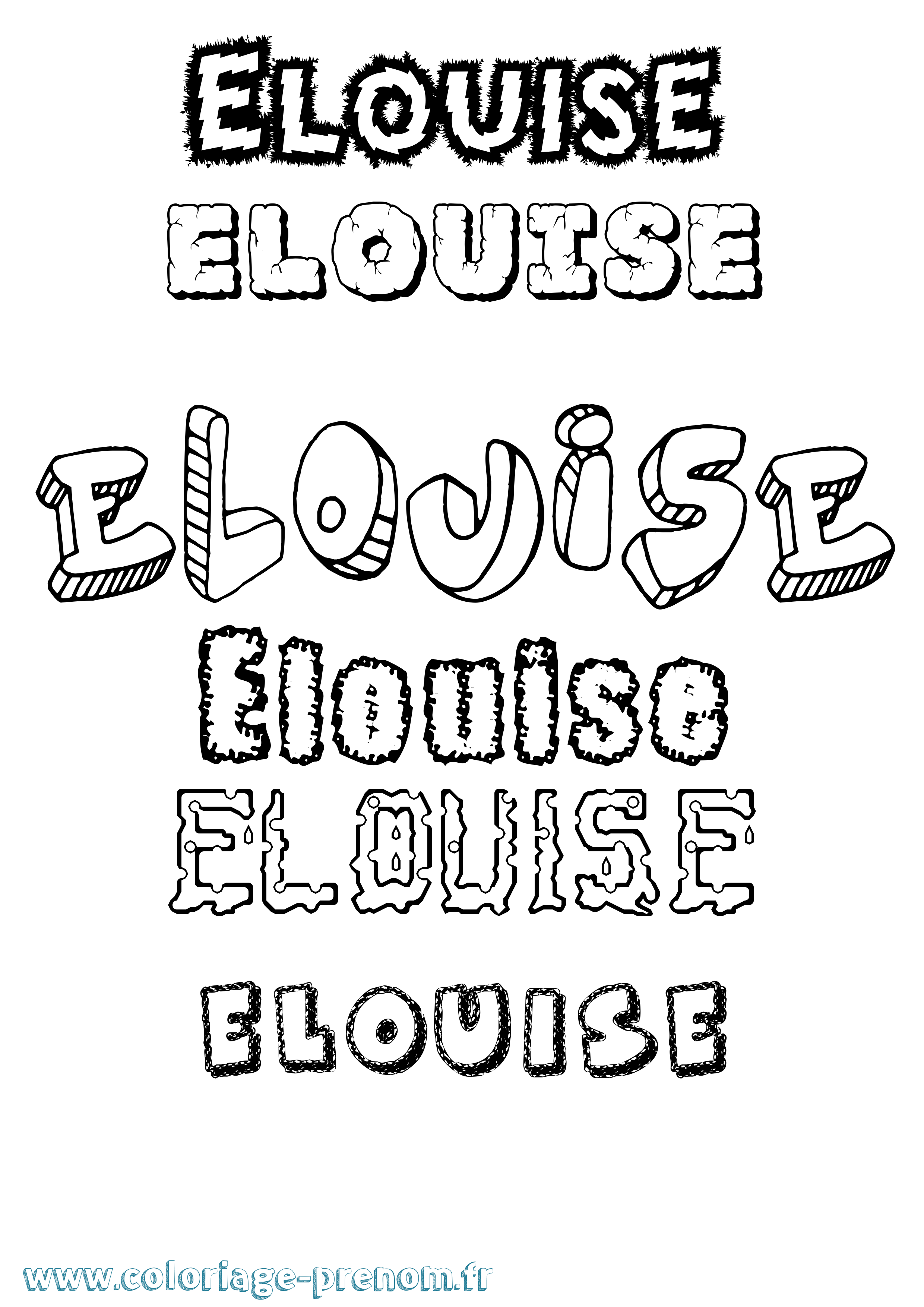 Coloriage Elouise Destructuré Coloriage prénom Elouise Destructuré