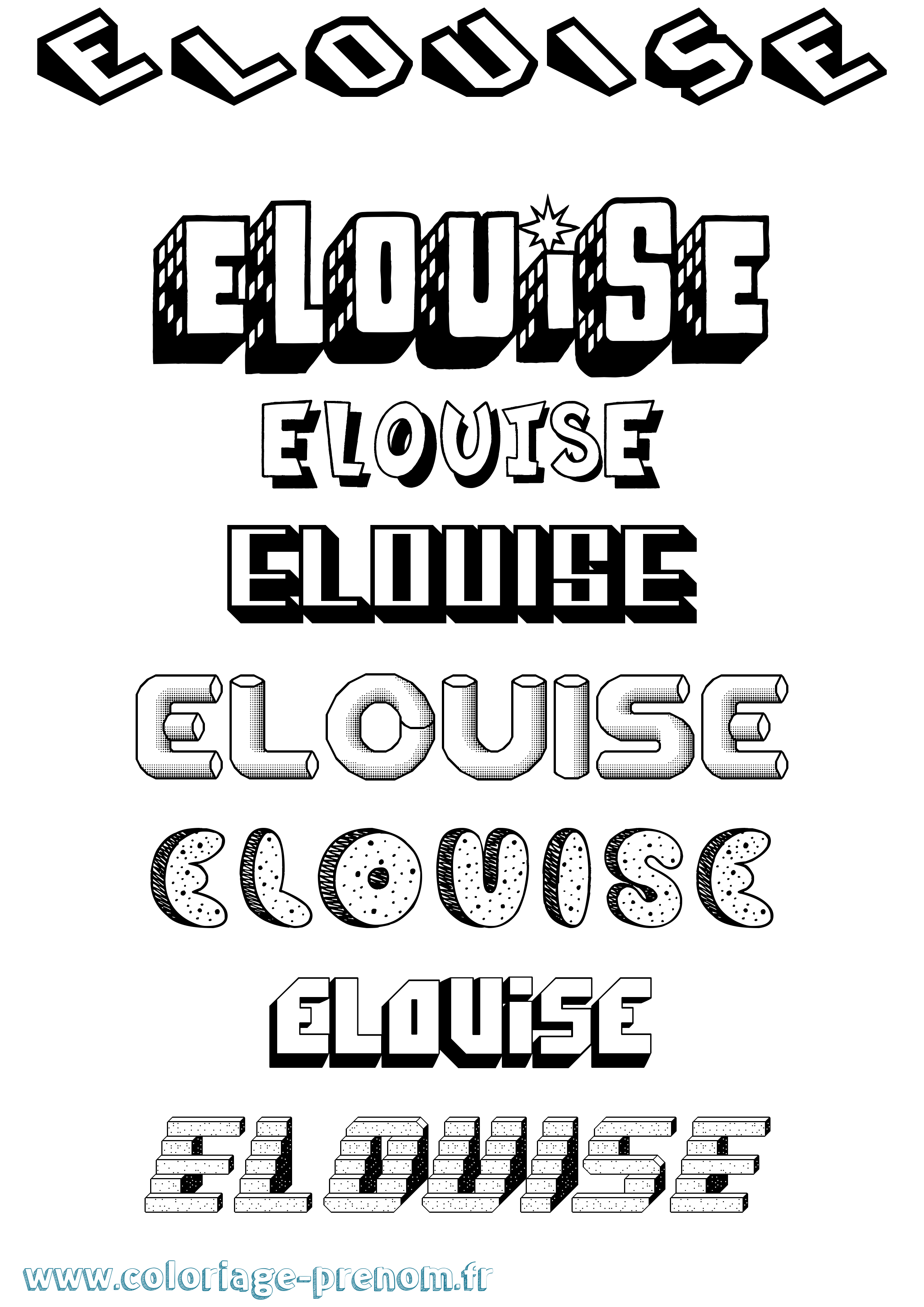 Coloriage Elouise Effet 3D Coloriage prénom Elouise Effet 3D