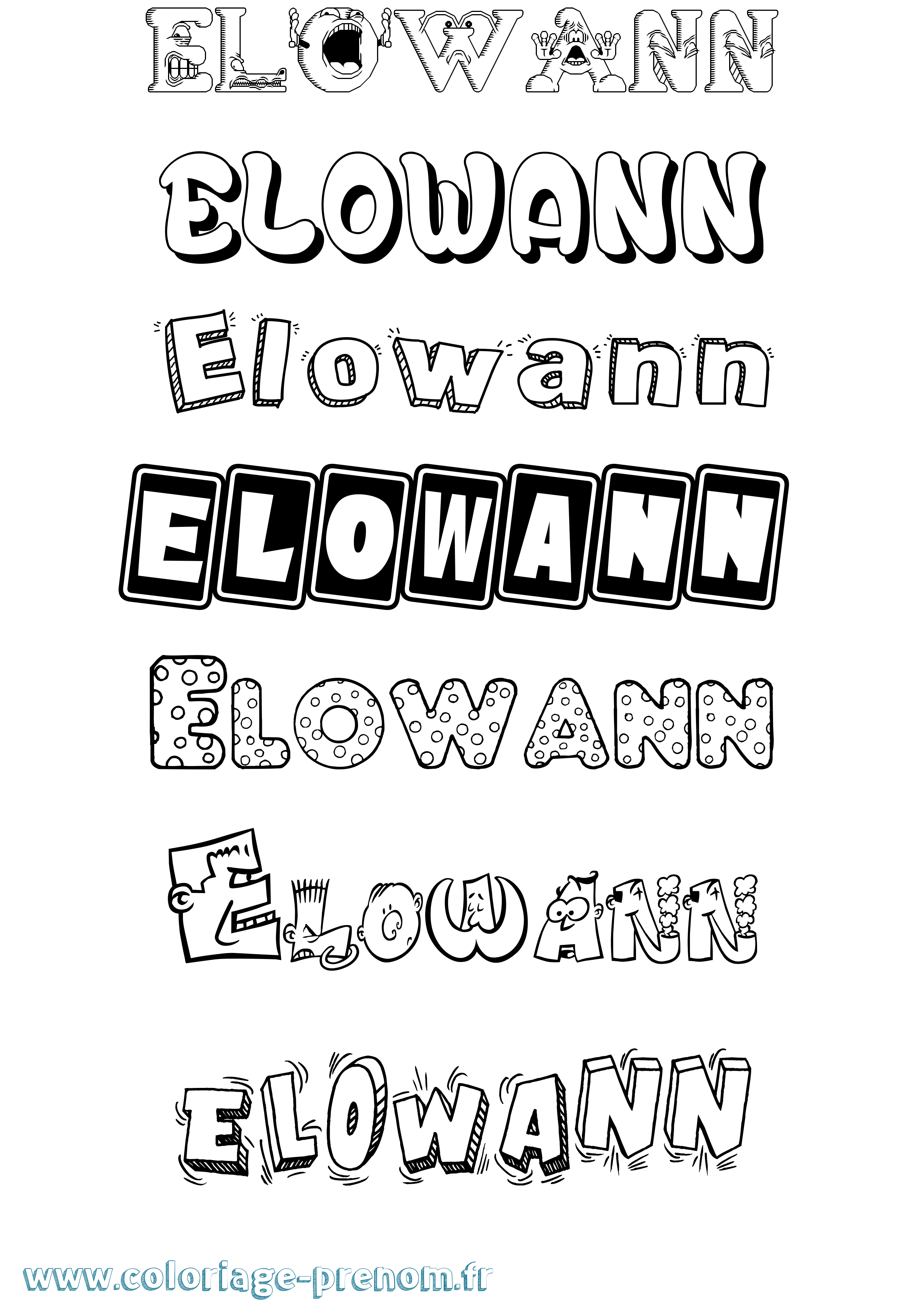 Coloriage prénom Elowann Fun
