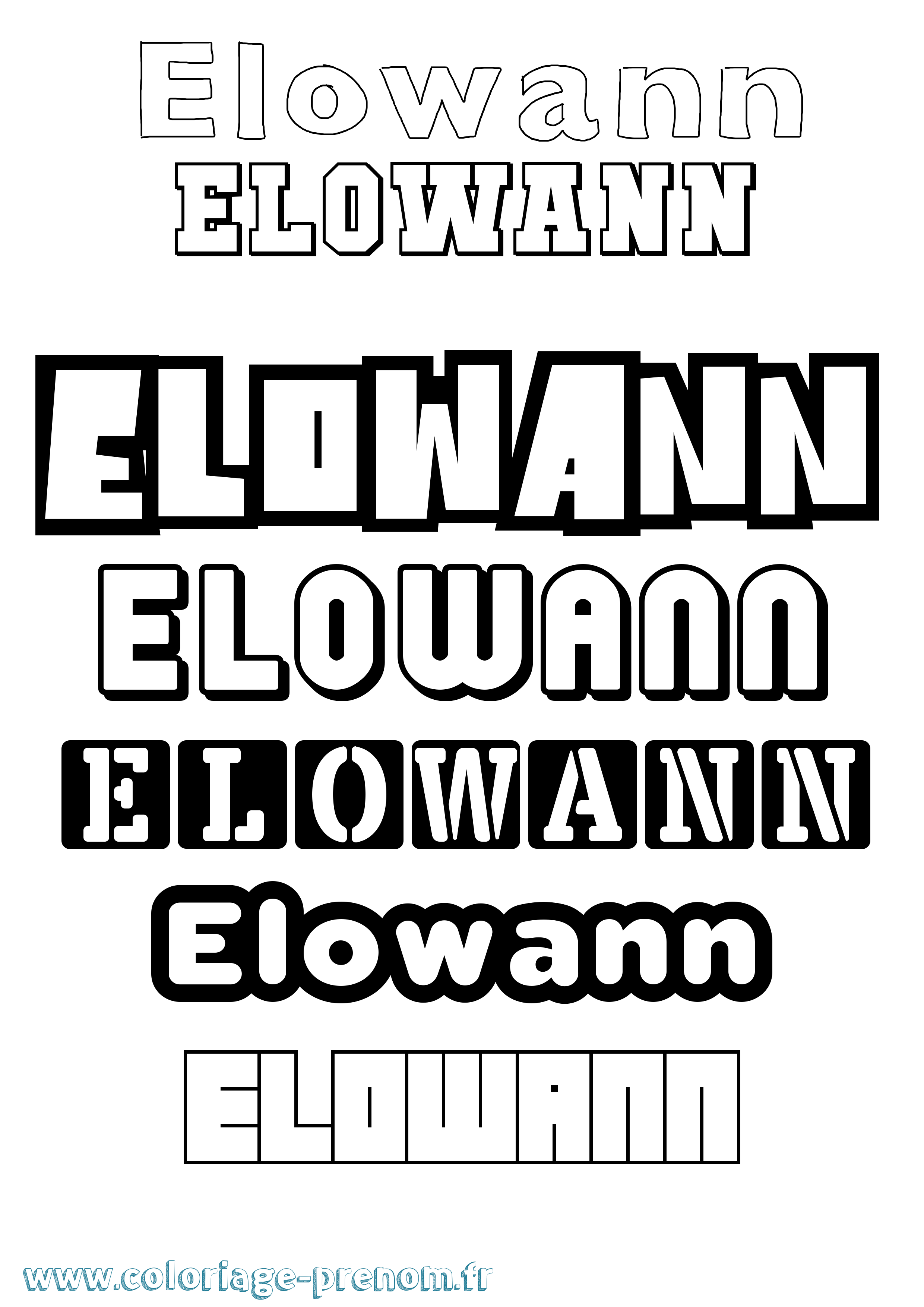 Coloriage prénom Elowann Simple