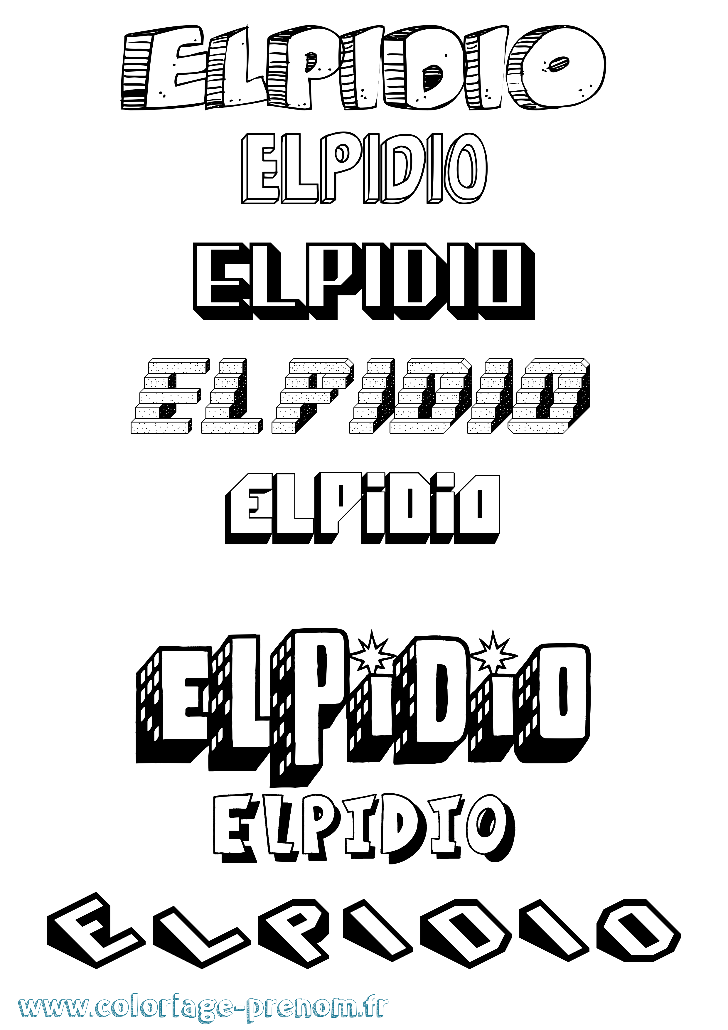 Coloriage prénom Elpidio Effet 3D