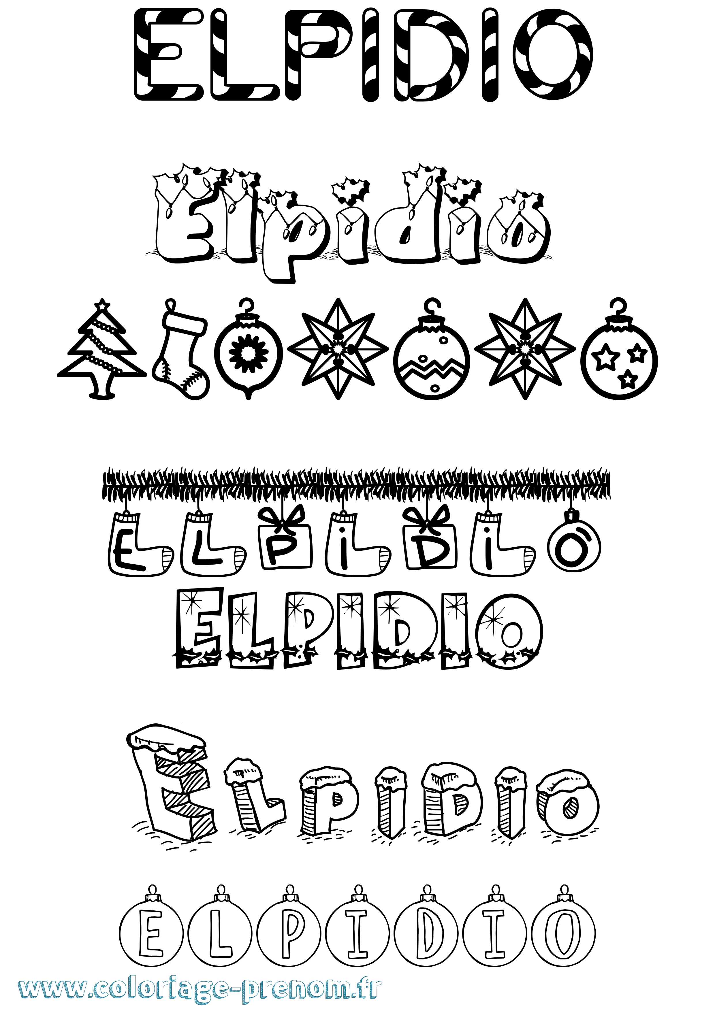 Coloriage prénom Elpidio Noël