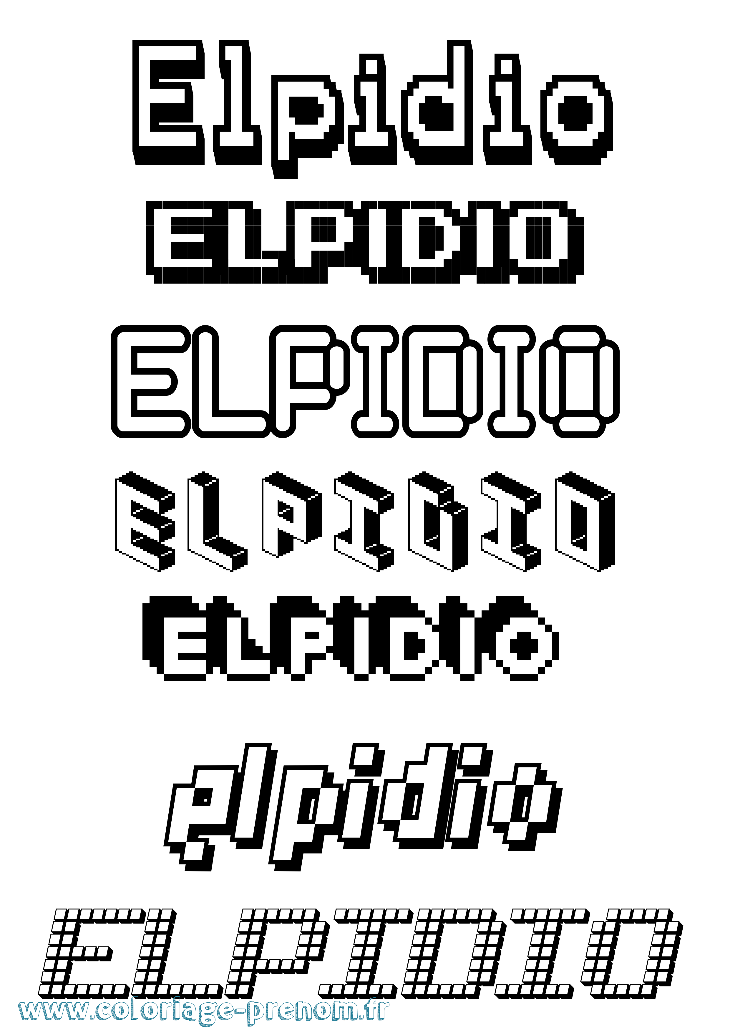 Coloriage prénom Elpidio Pixel