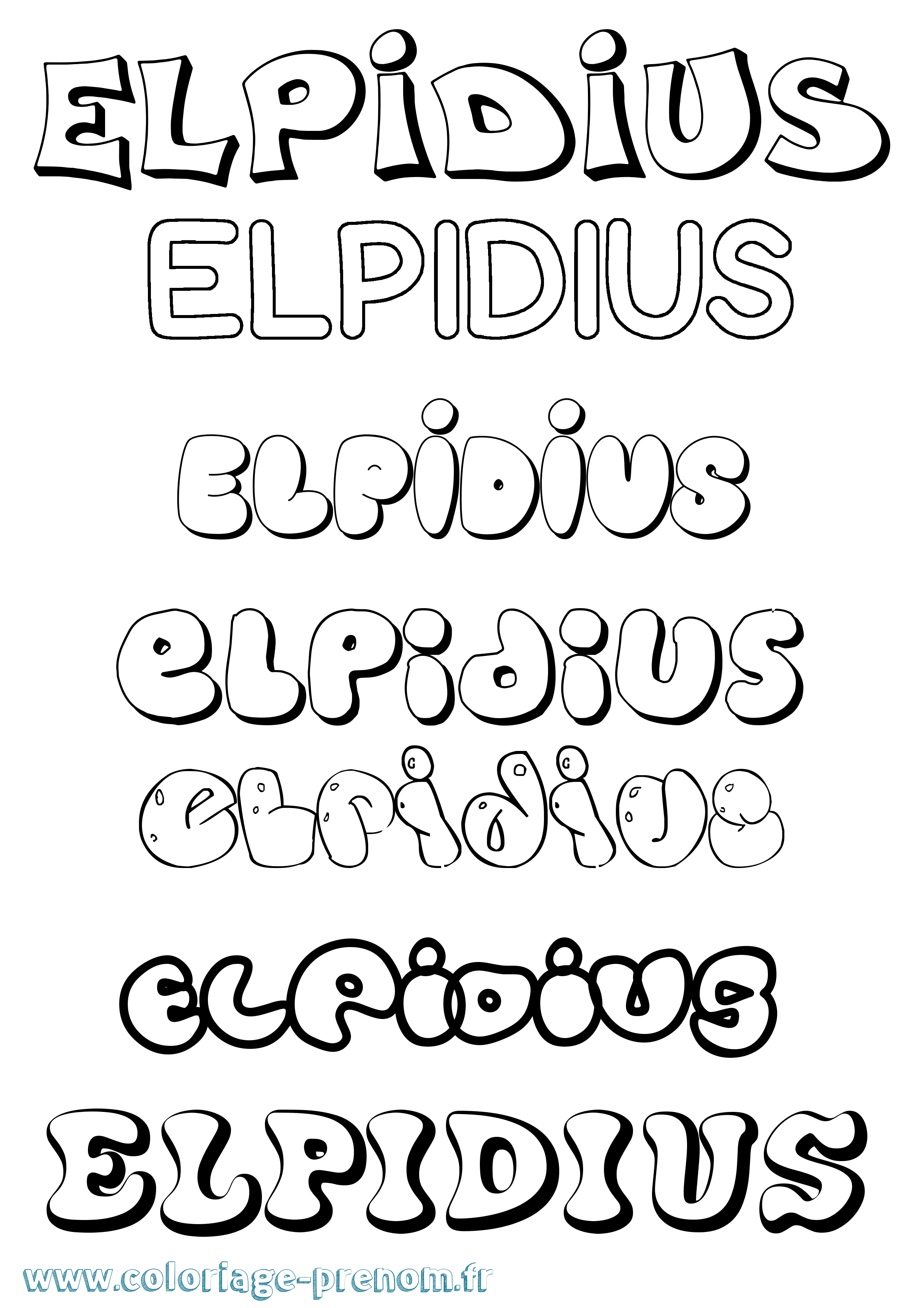Coloriage prénom Elpidius Bubble
