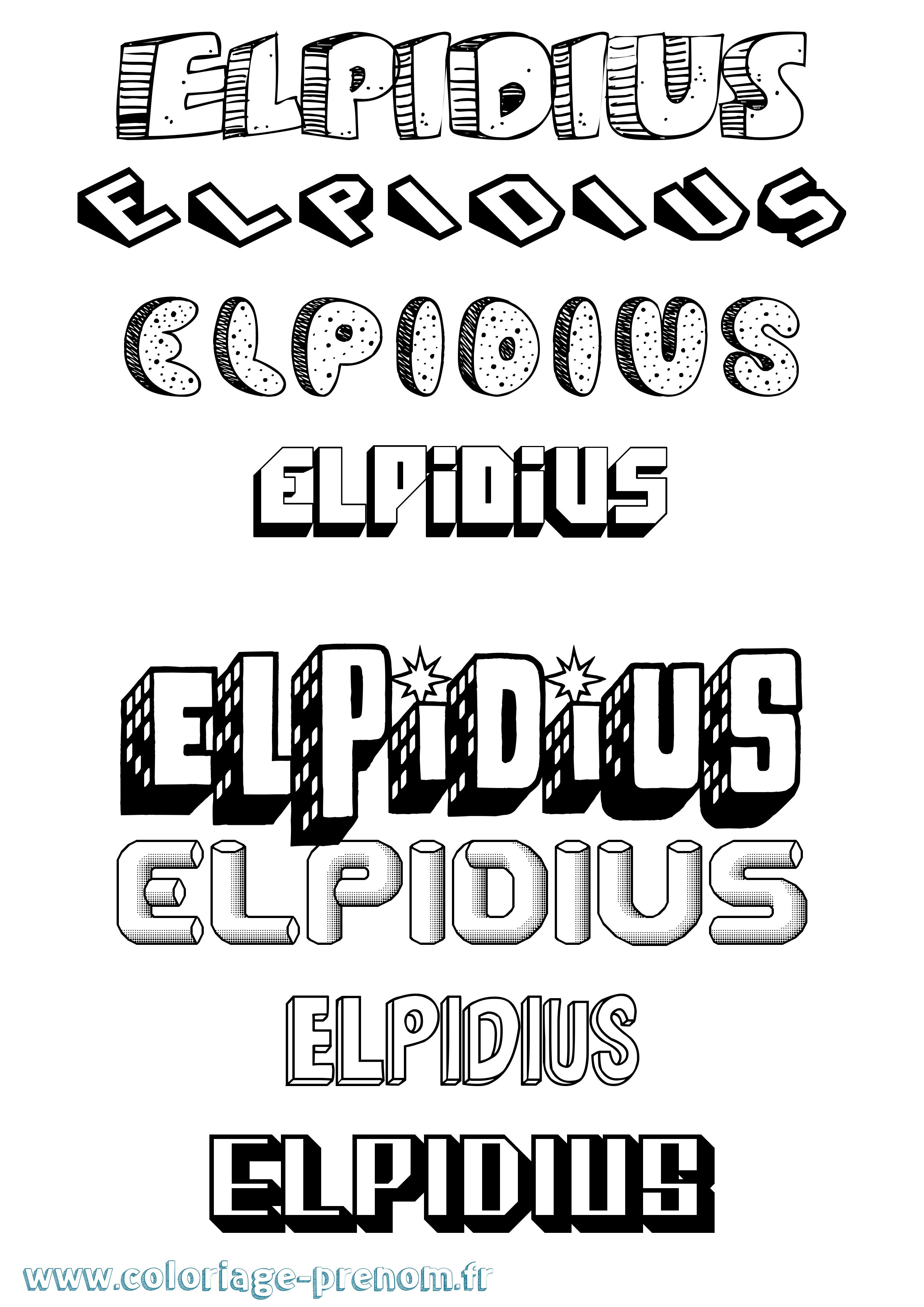 Coloriage prénom Elpidius Effet 3D