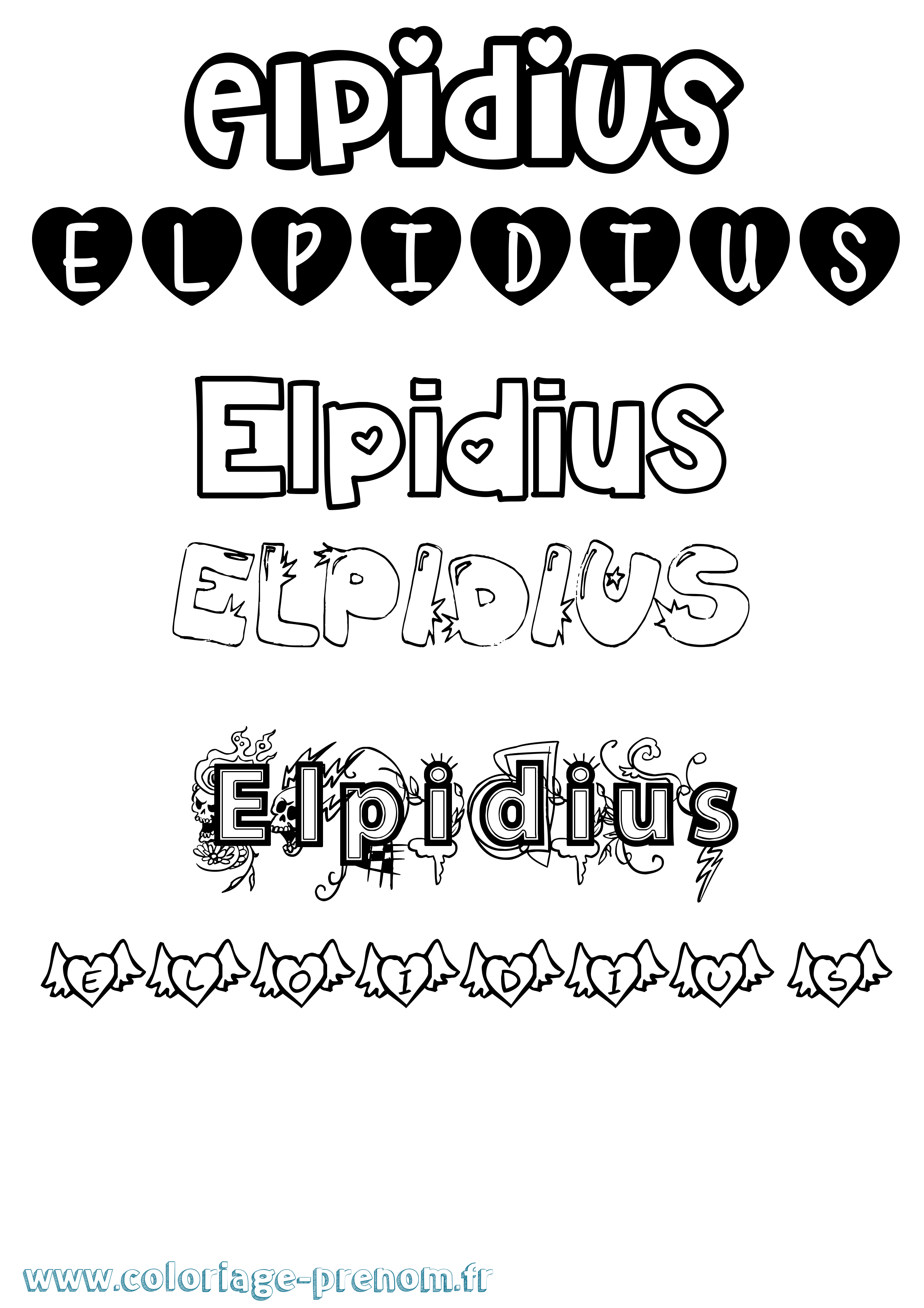 Coloriage prénom Elpidius Girly