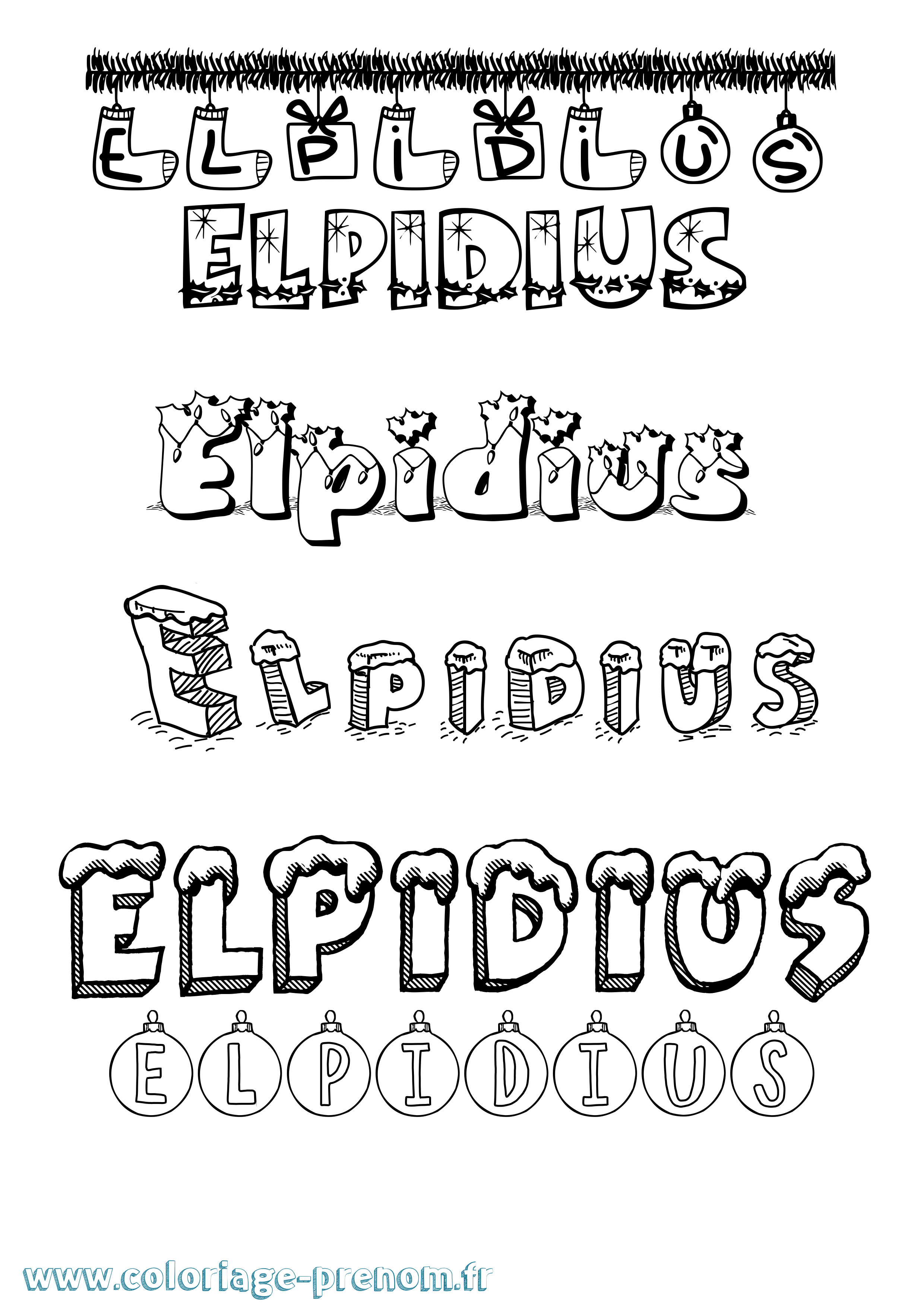 Coloriage prénom Elpidius Noël