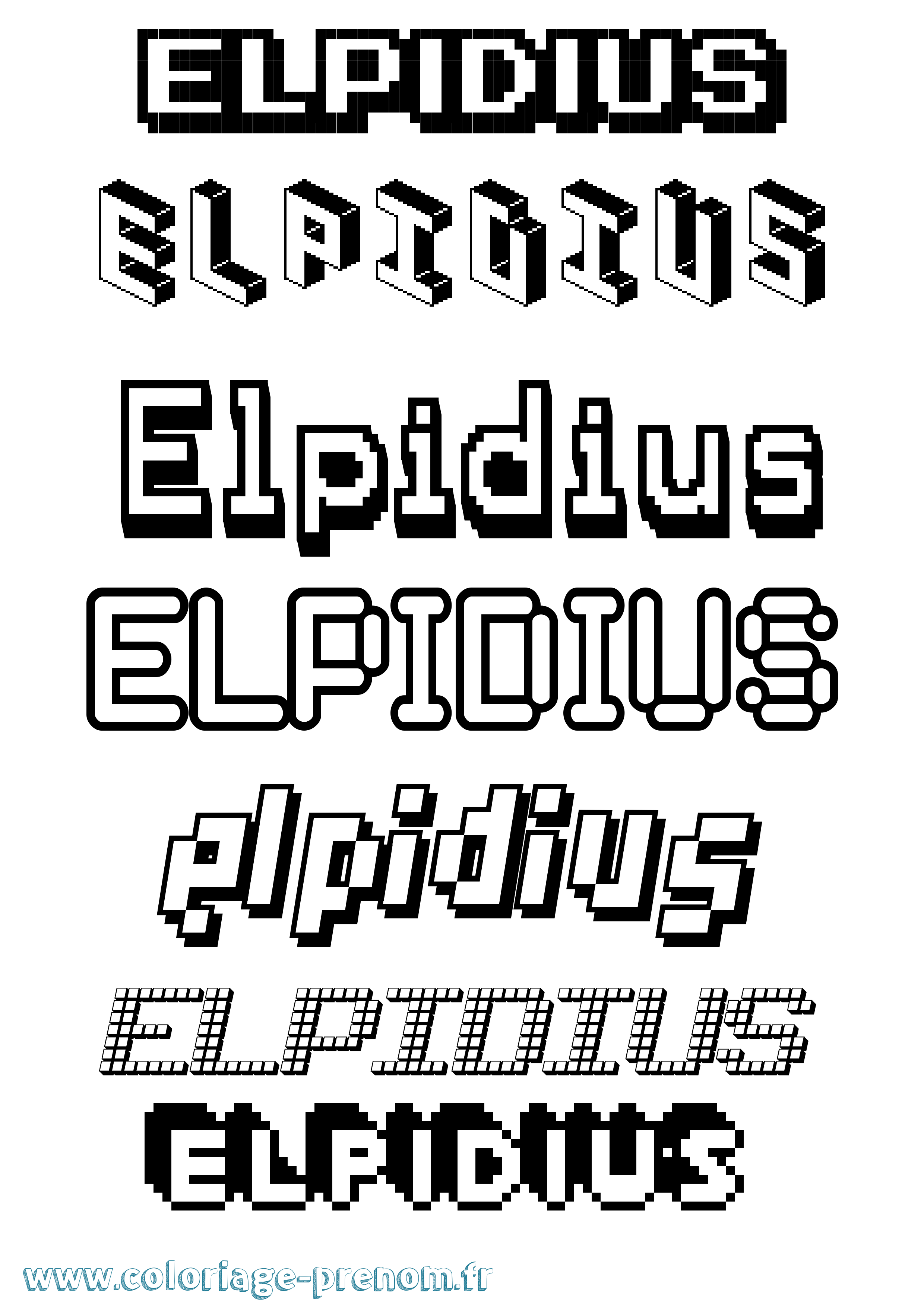Coloriage prénom Elpidius Pixel