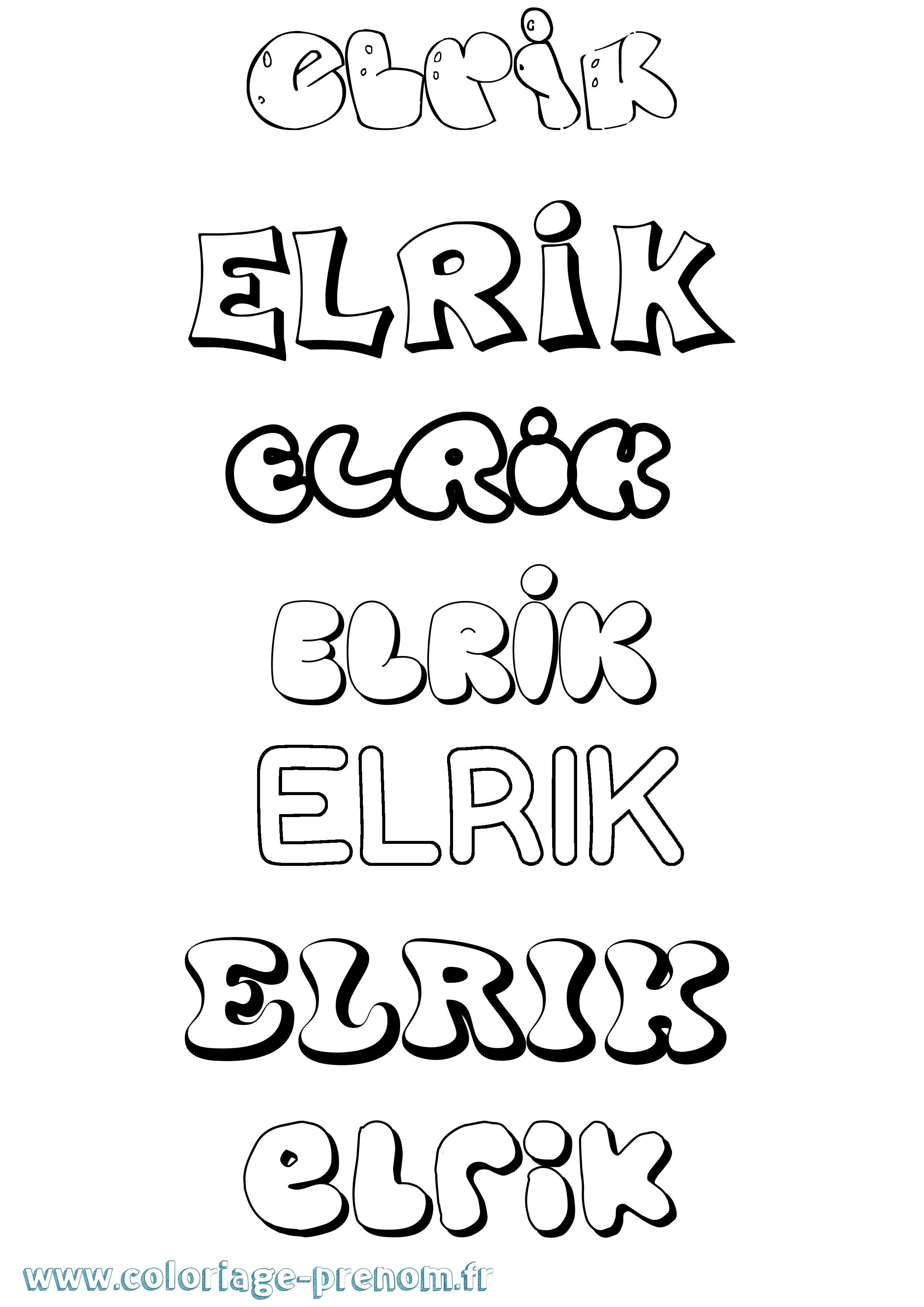 Coloriage prénom Elrik Bubble