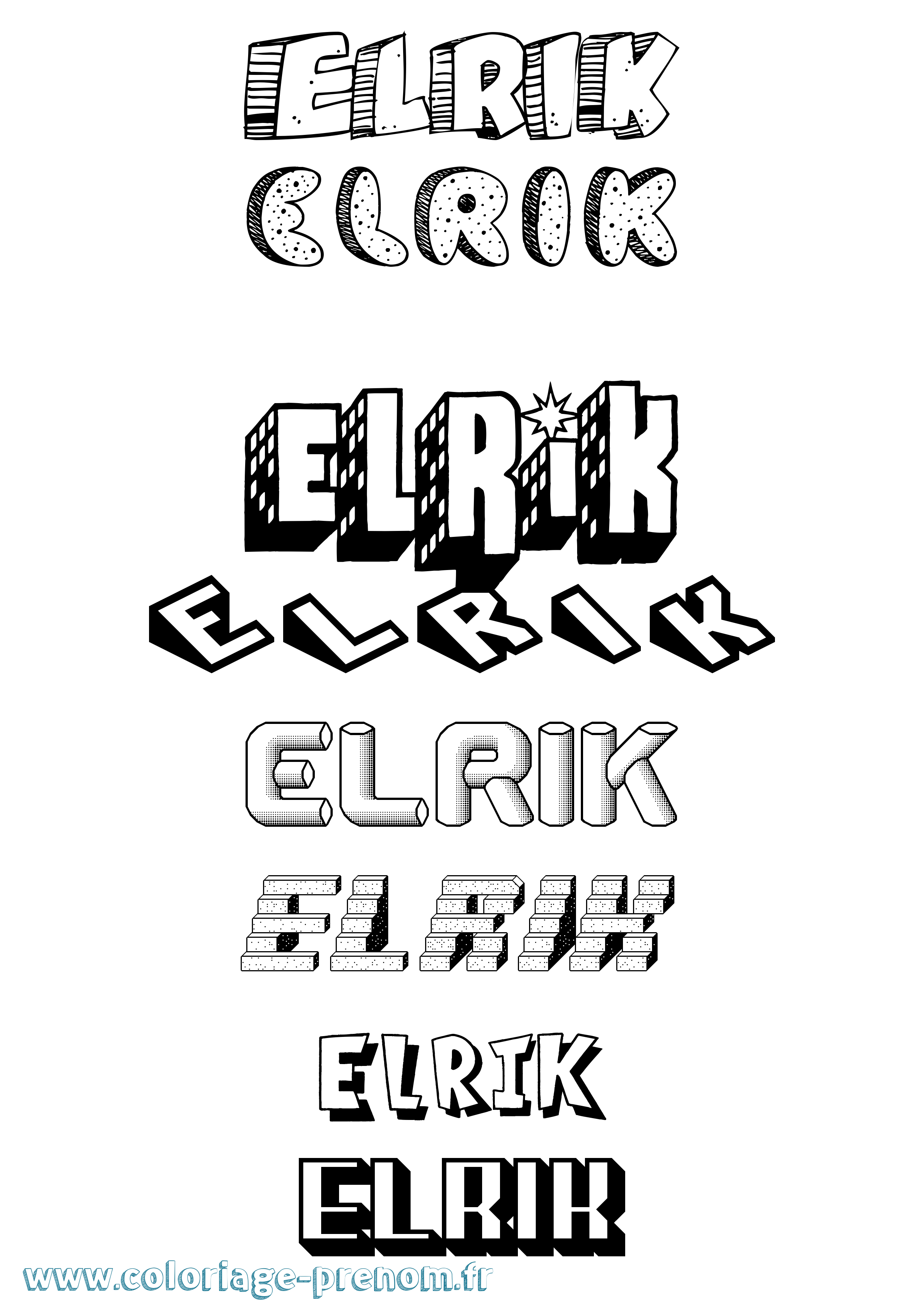 Coloriage prénom Elrik Effet 3D