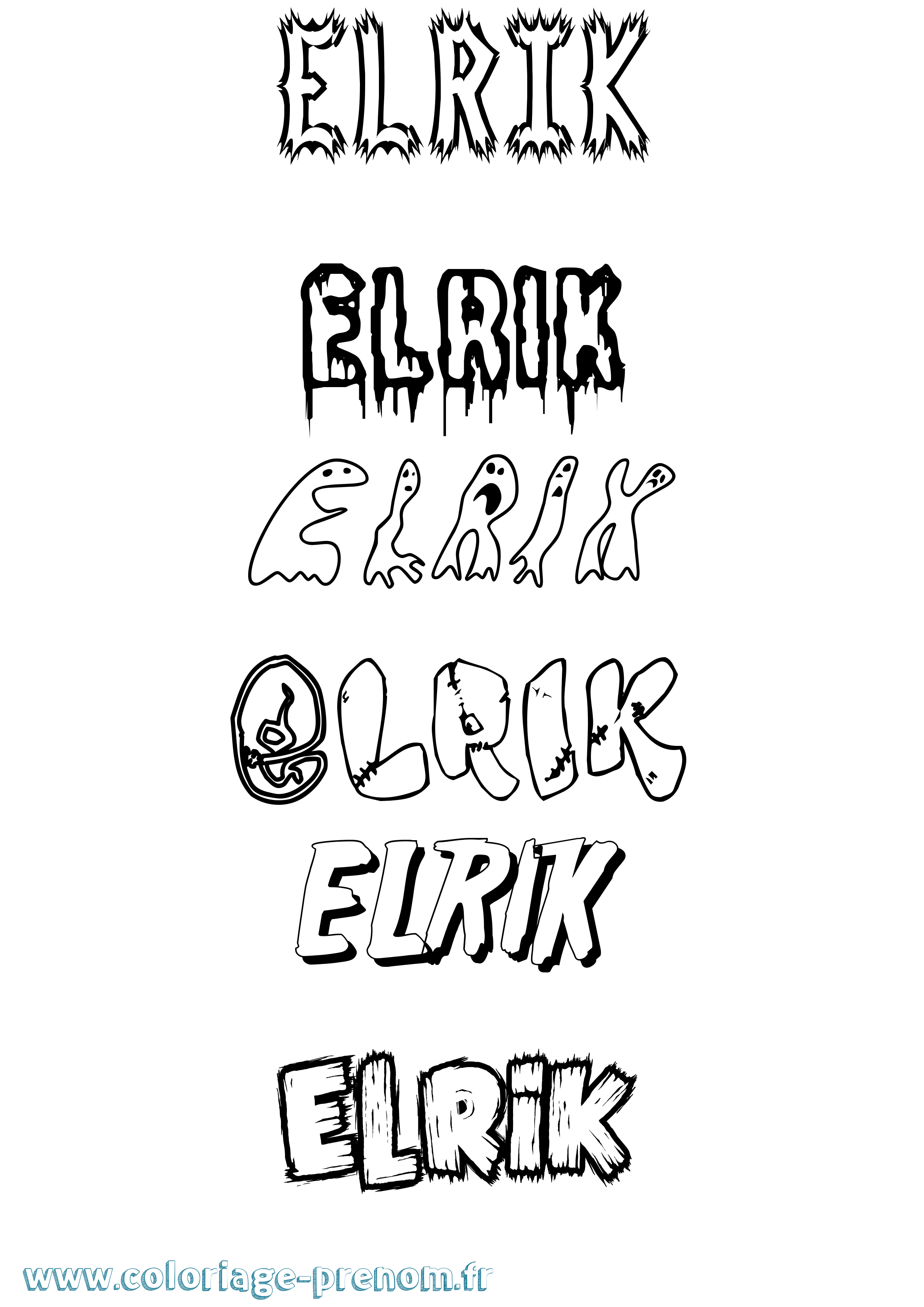 Coloriage prénom Elrik Frisson