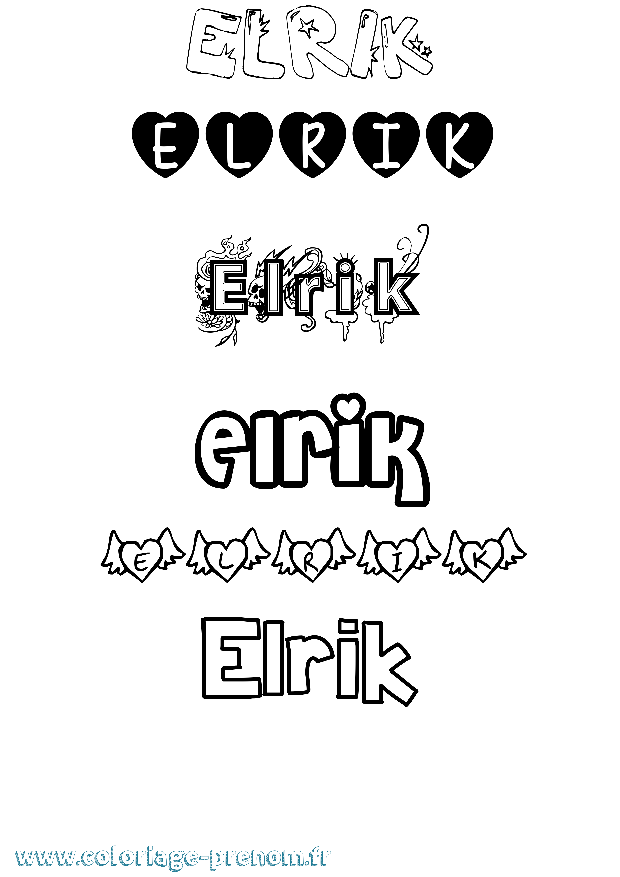 Coloriage prénom Elrik Girly