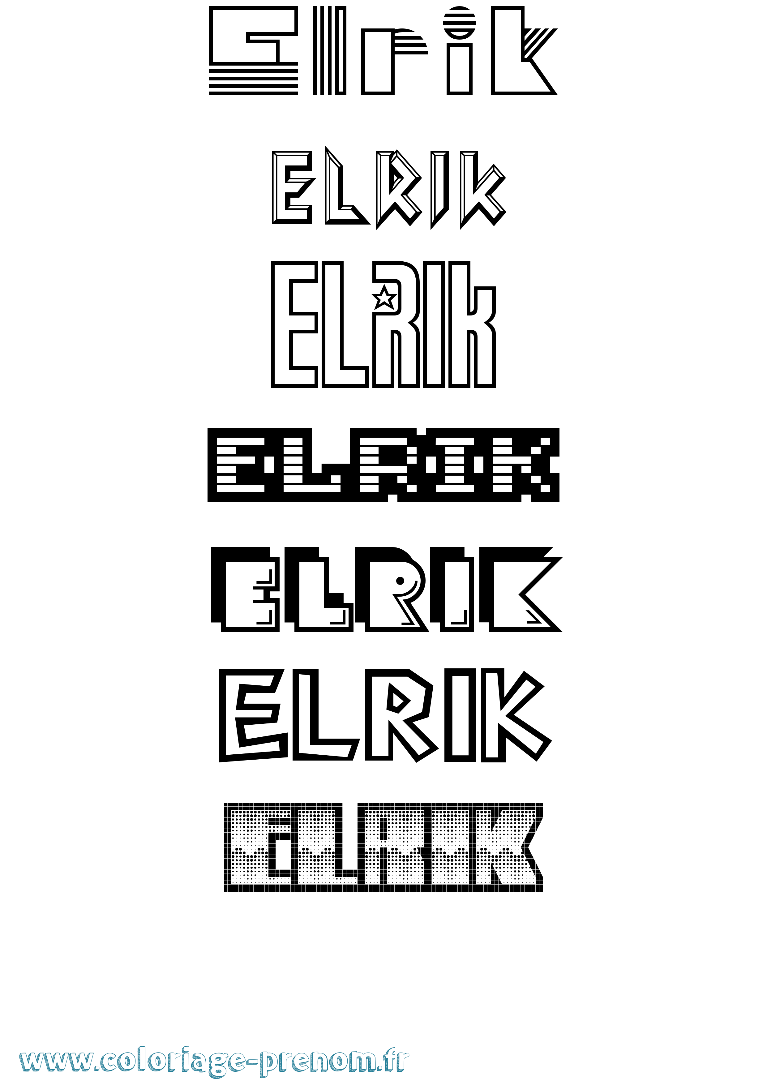 Coloriage prénom Elrik Jeux Vidéos