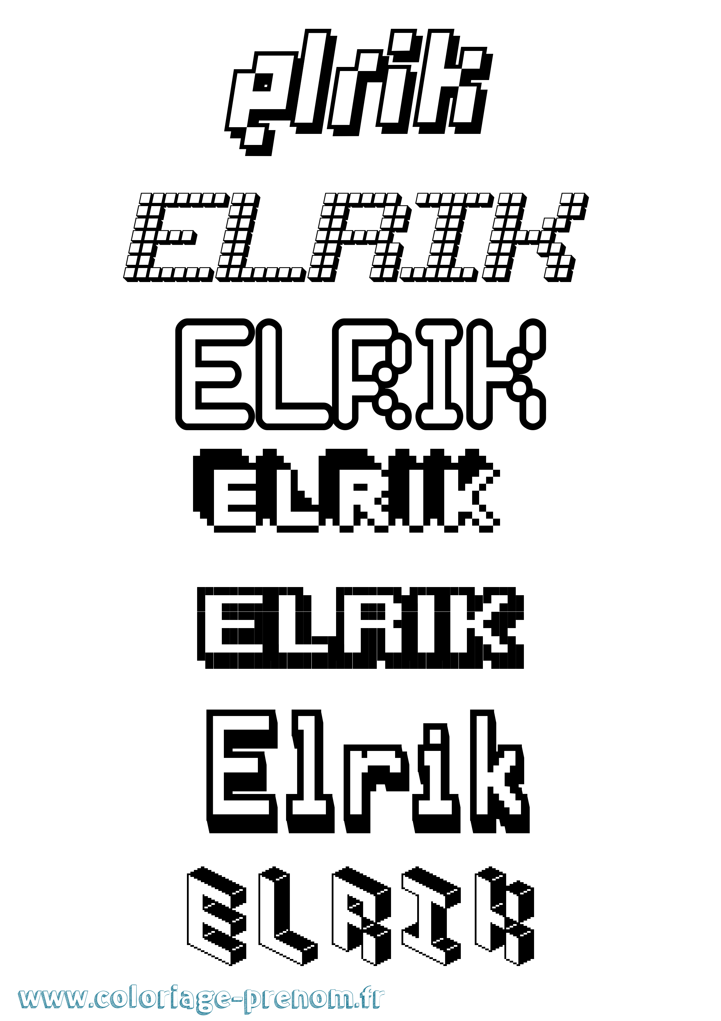 Coloriage prénom Elrik Pixel