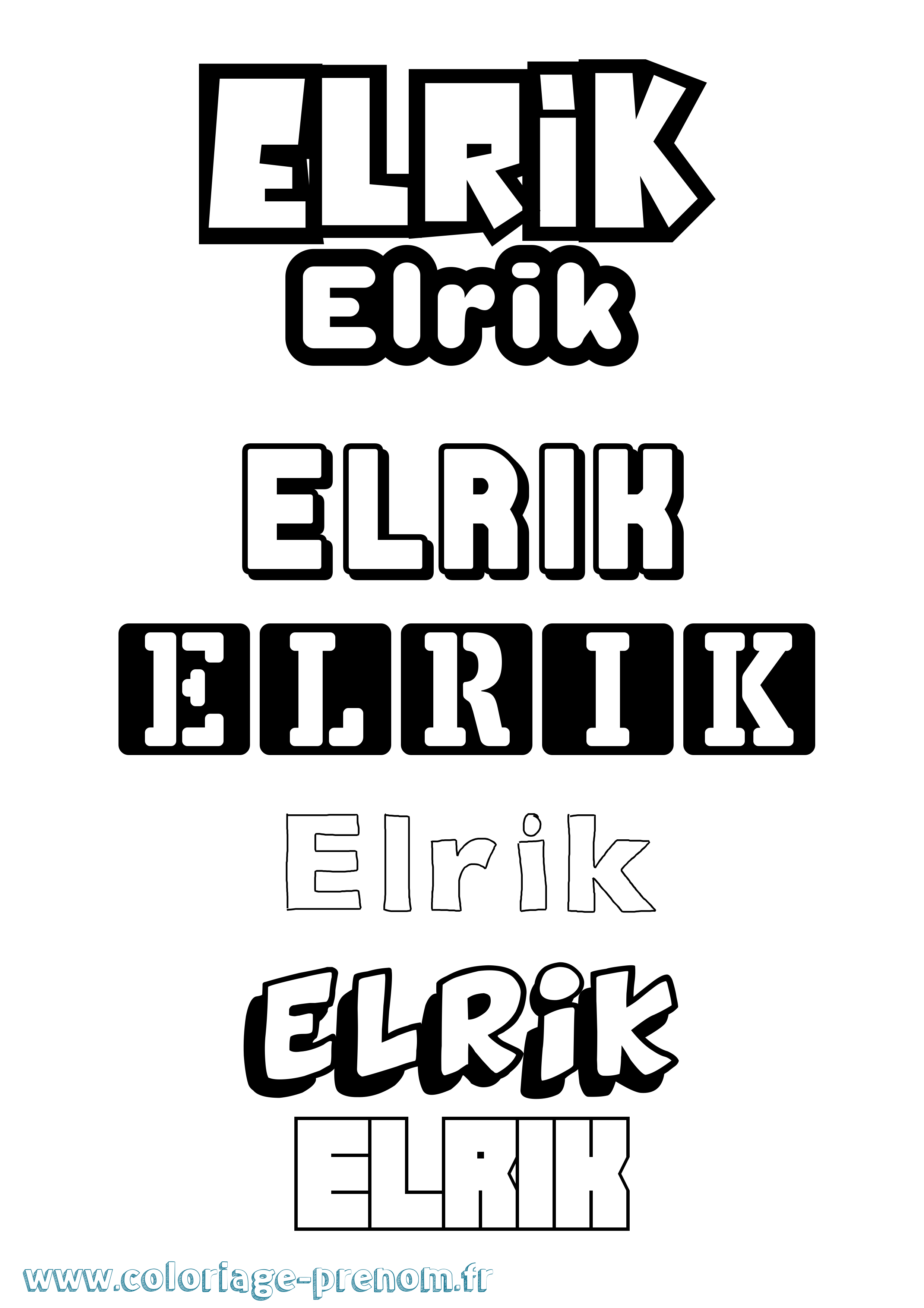 Coloriage prénom Elrik Simple