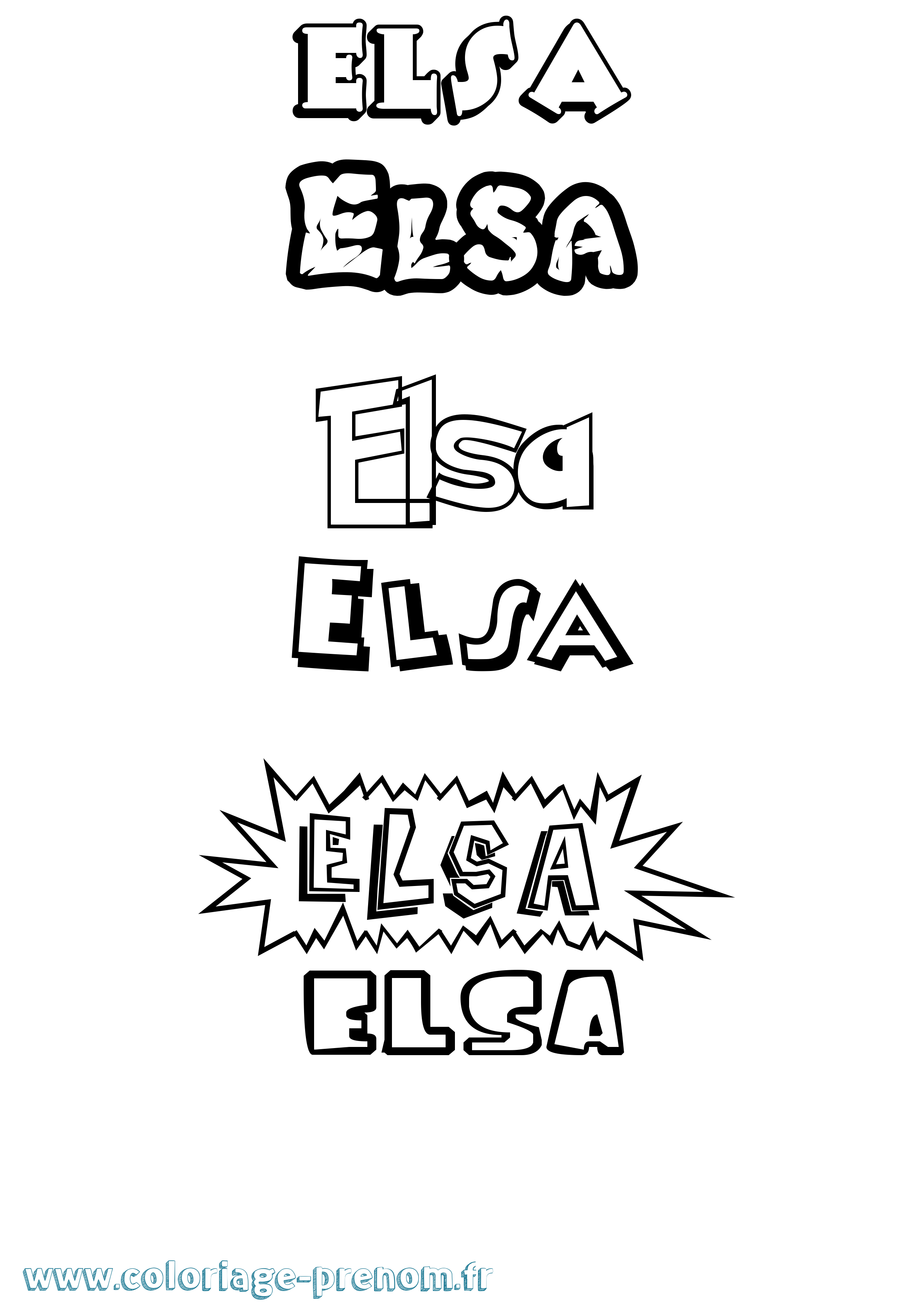 Coloriage prénom Elsa